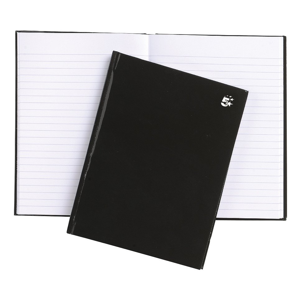 NOTEBOOK 80GSM RLD 160PG A5 BLK PK5