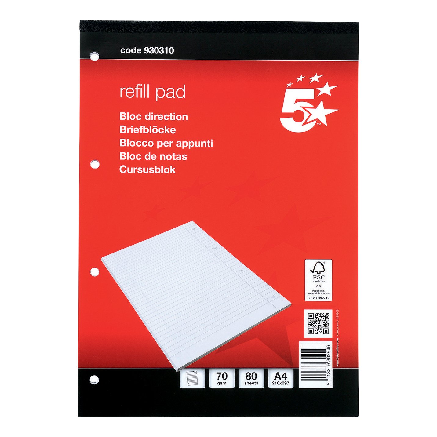 REFILL PAD RLD 160PG A4 RED/WHT PK10