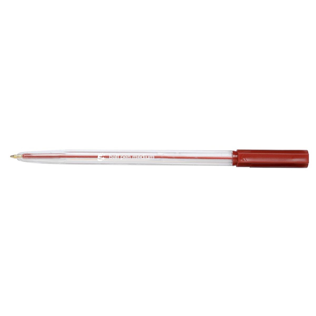 BALL PEN MEDIUM 1MM TIP RED PK50