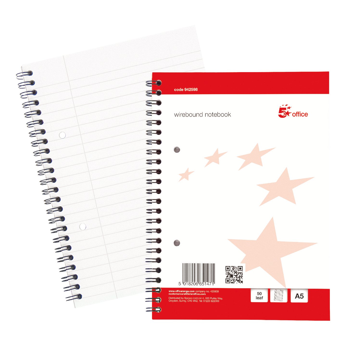 WBND NOTEBOOK RLD A5+ RED/WHT PK10