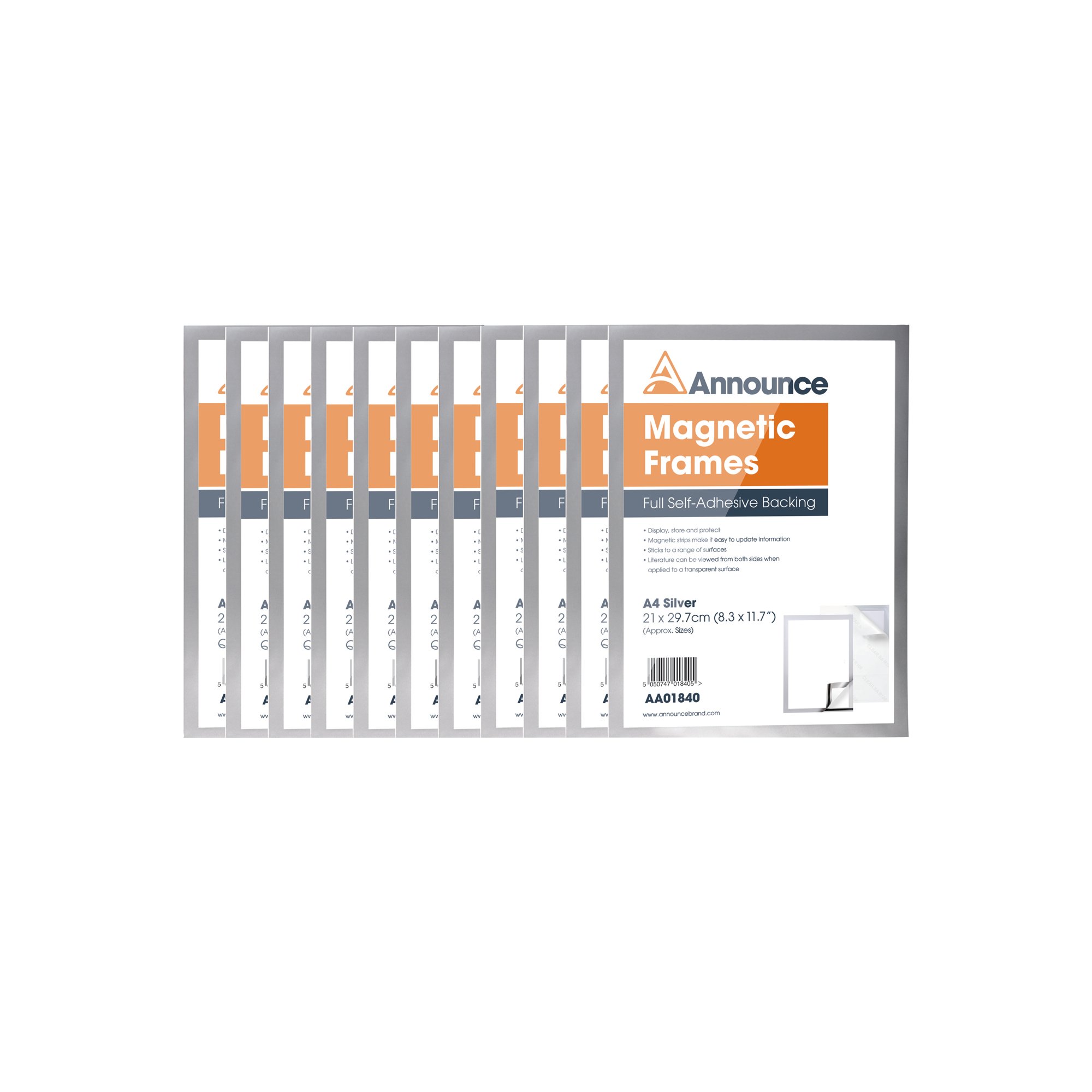 ANNOUNCE MAG FRAMES A4 SLVER PK10