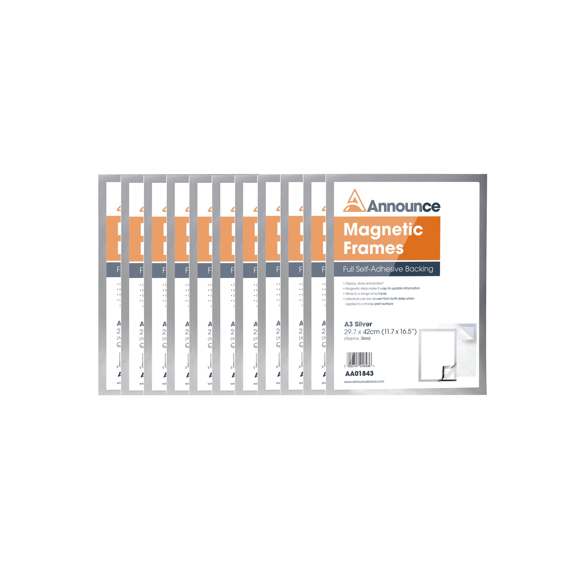 ANNOUNCE MAG FRAMES A3 SLVER PK10