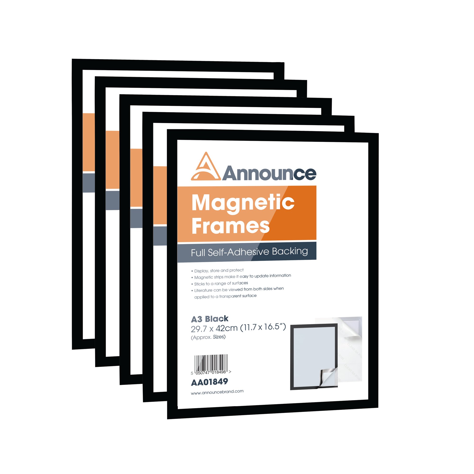 ANNOUNCE MAGNETIC FRAMES A3 BLK PK5