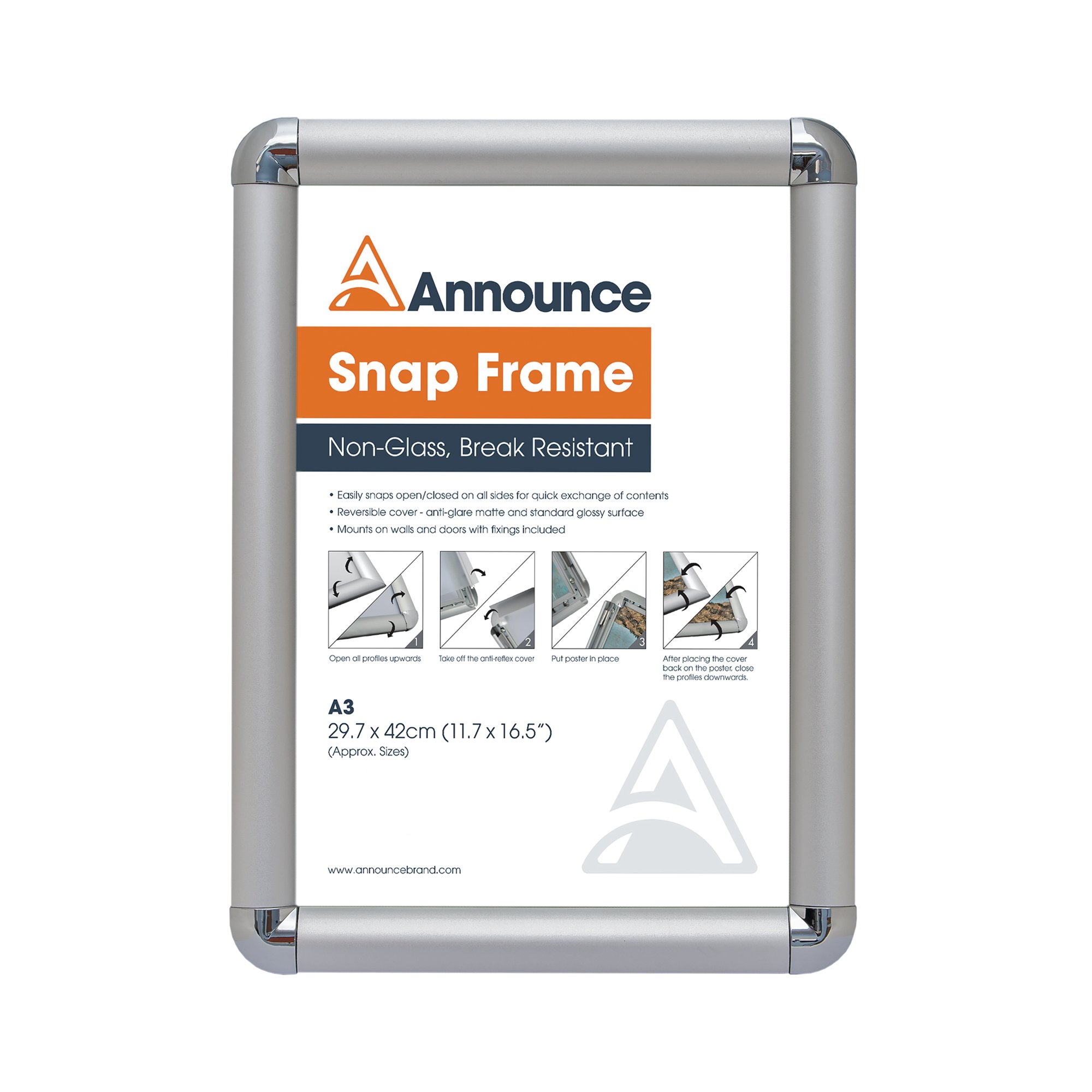 A4 SNAP FRAME 25MM CHM EFFECT CRNR