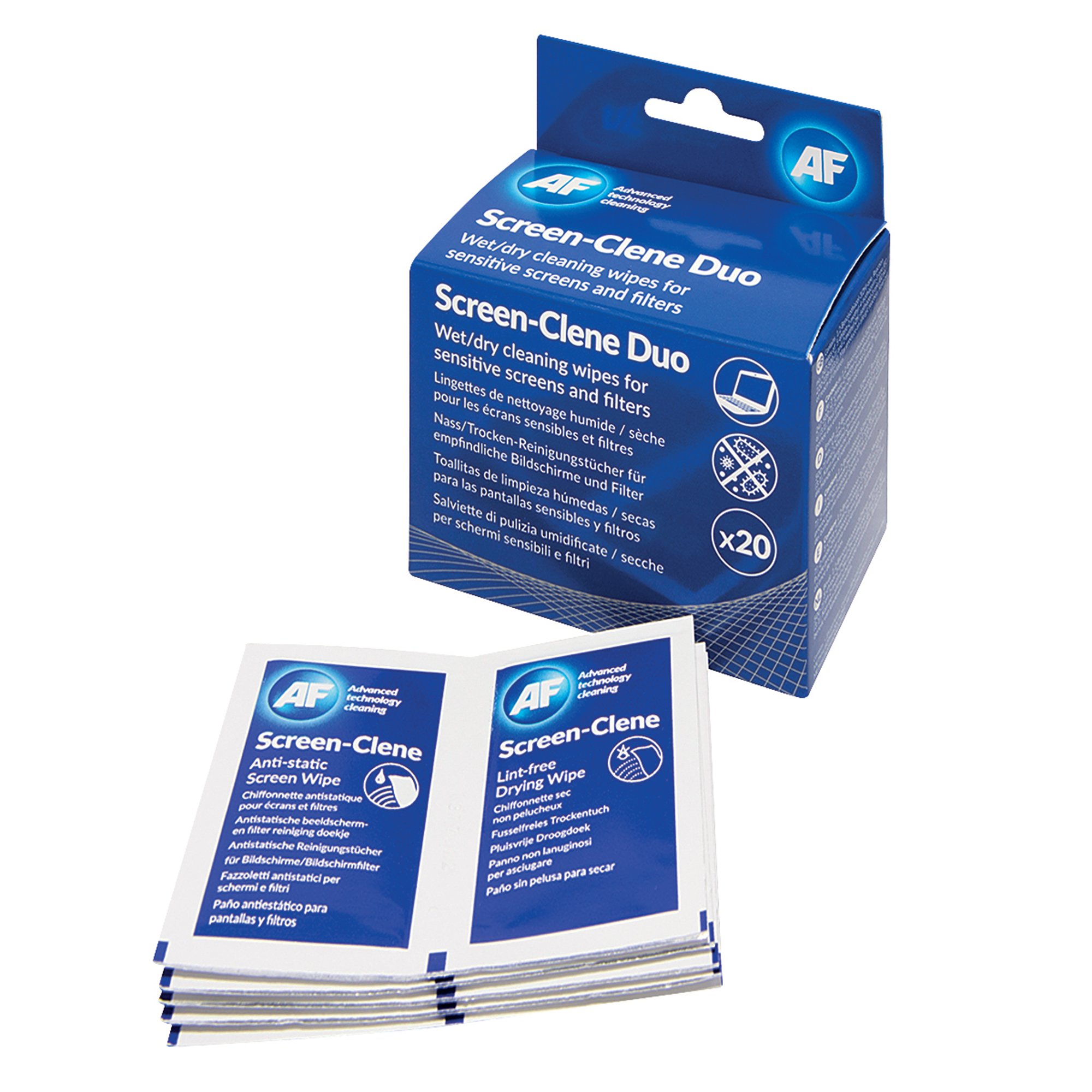 AF SCREEN-CLENE DUO 20 WET/DRY WIPES