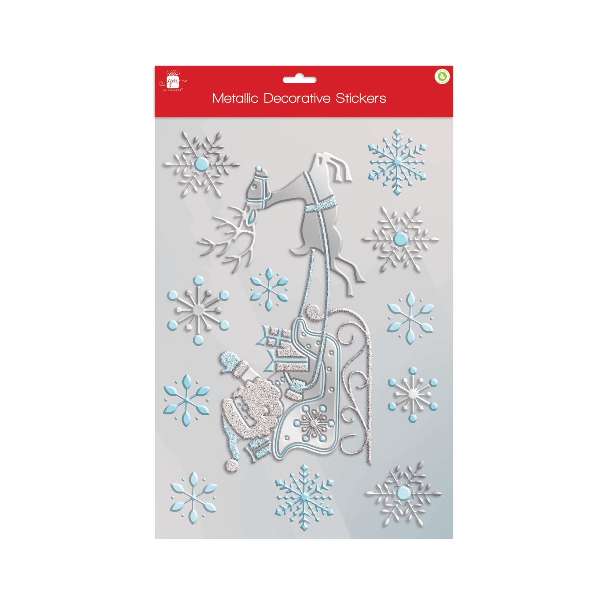 WINDOW METALLIC XMAS STICKERS PK24