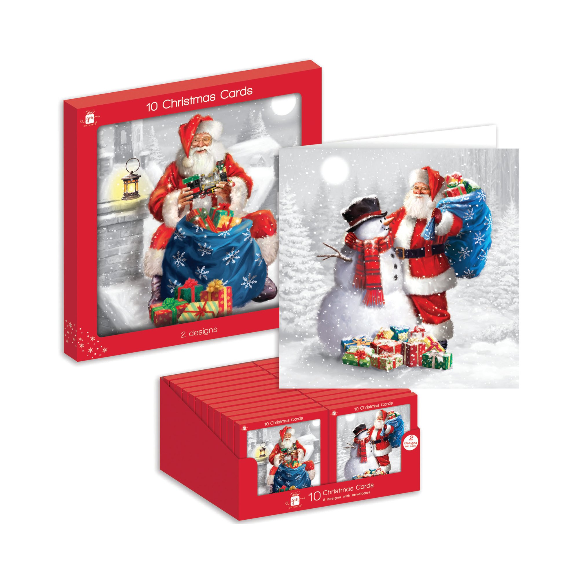SQUARE OUTDOOR SANTA CARDS X10 PK24