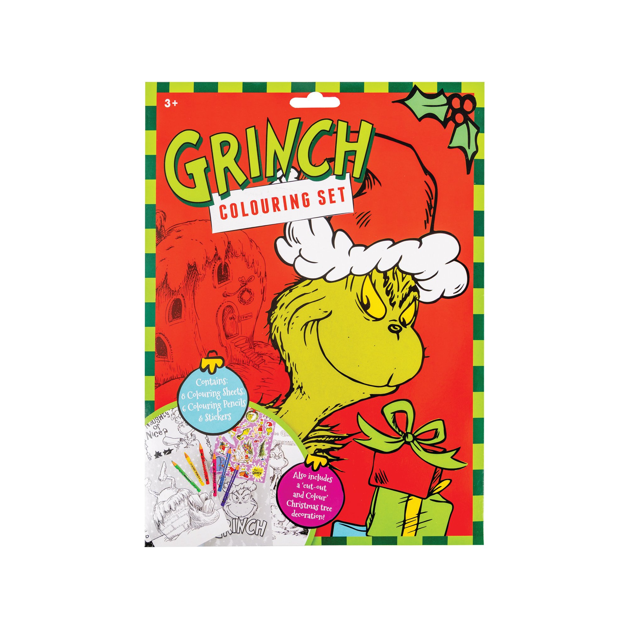 GRINCH CHRISTMAS COLOURING SET PK8