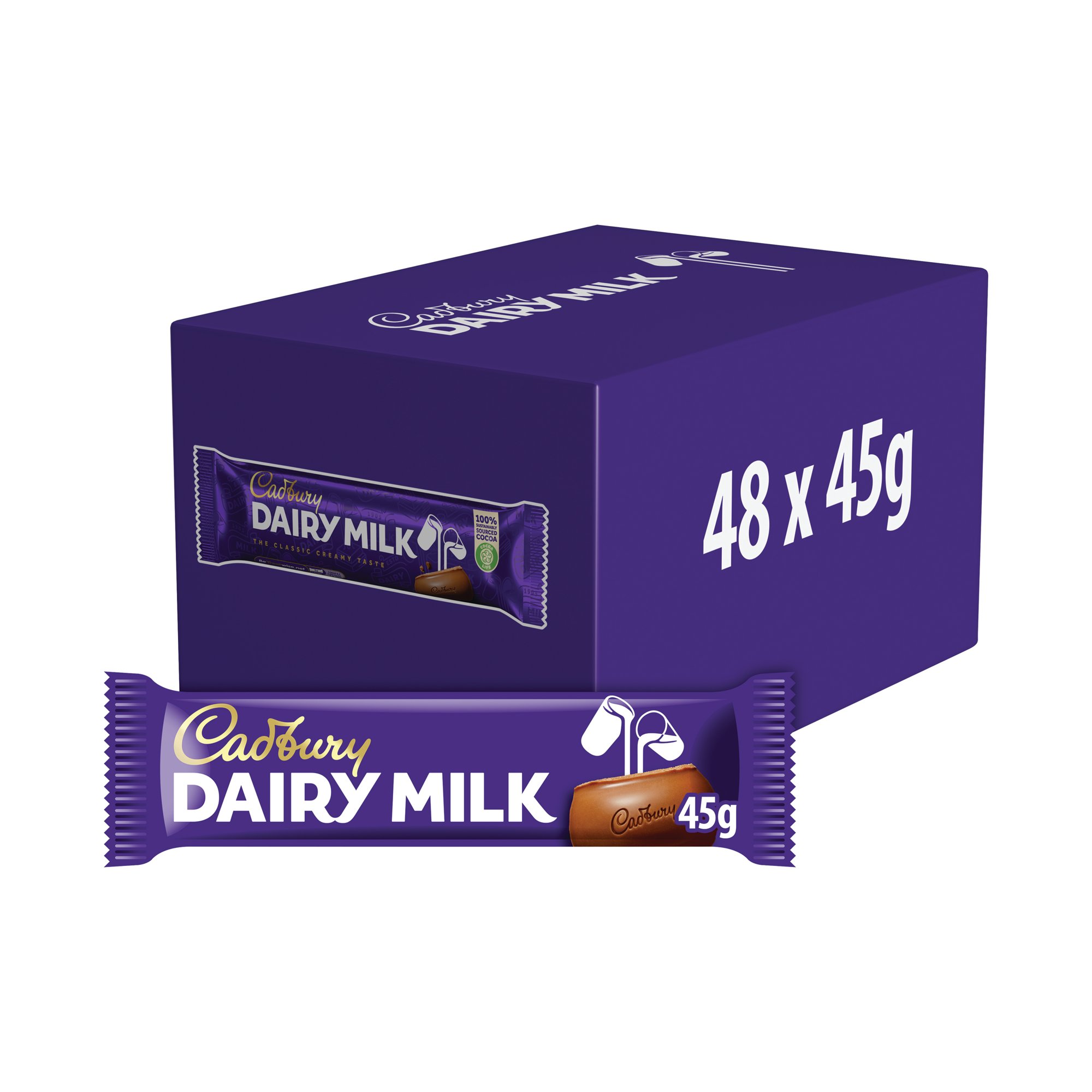 CADBURY DAIRY MILK CHOC BAR 45G PK48
