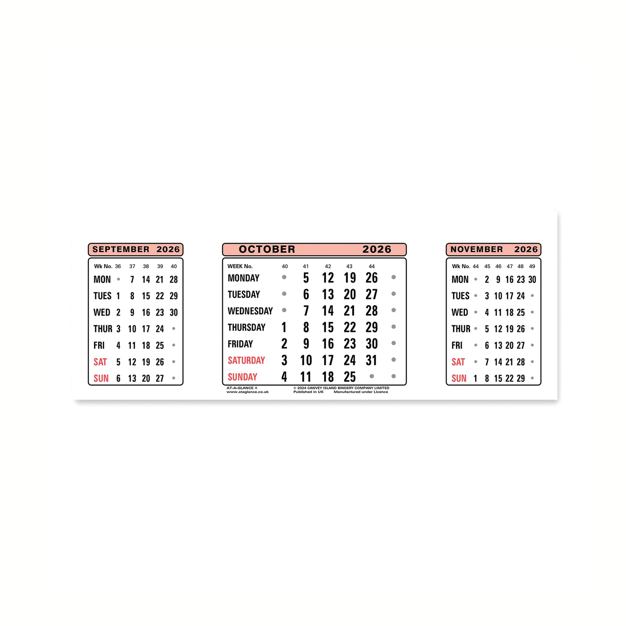 AT-A-GLANCE CALENDAR REFILL 2026