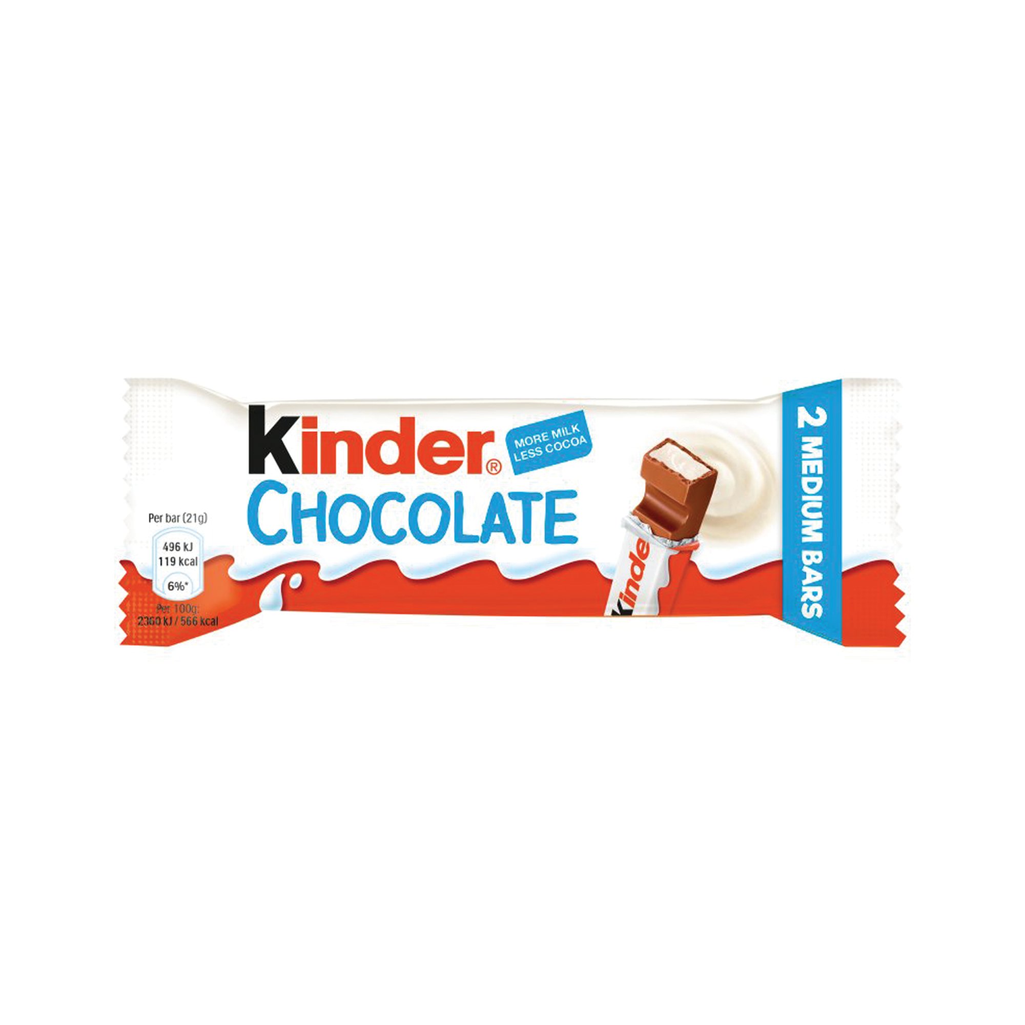 KINDER CHOCOLATE BAR MEDIUM X2 PK24