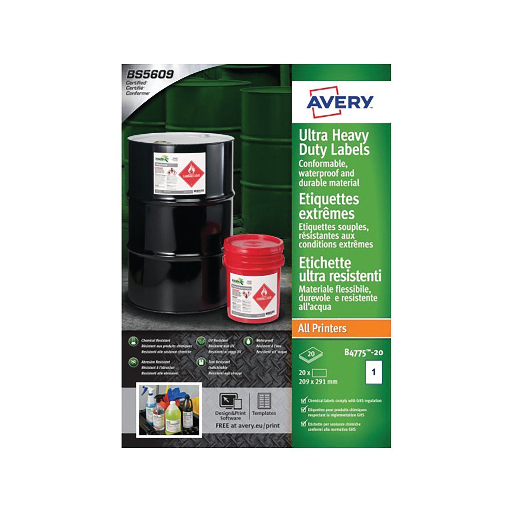 AVERY UHDUT LABELS 209X291MM PK20