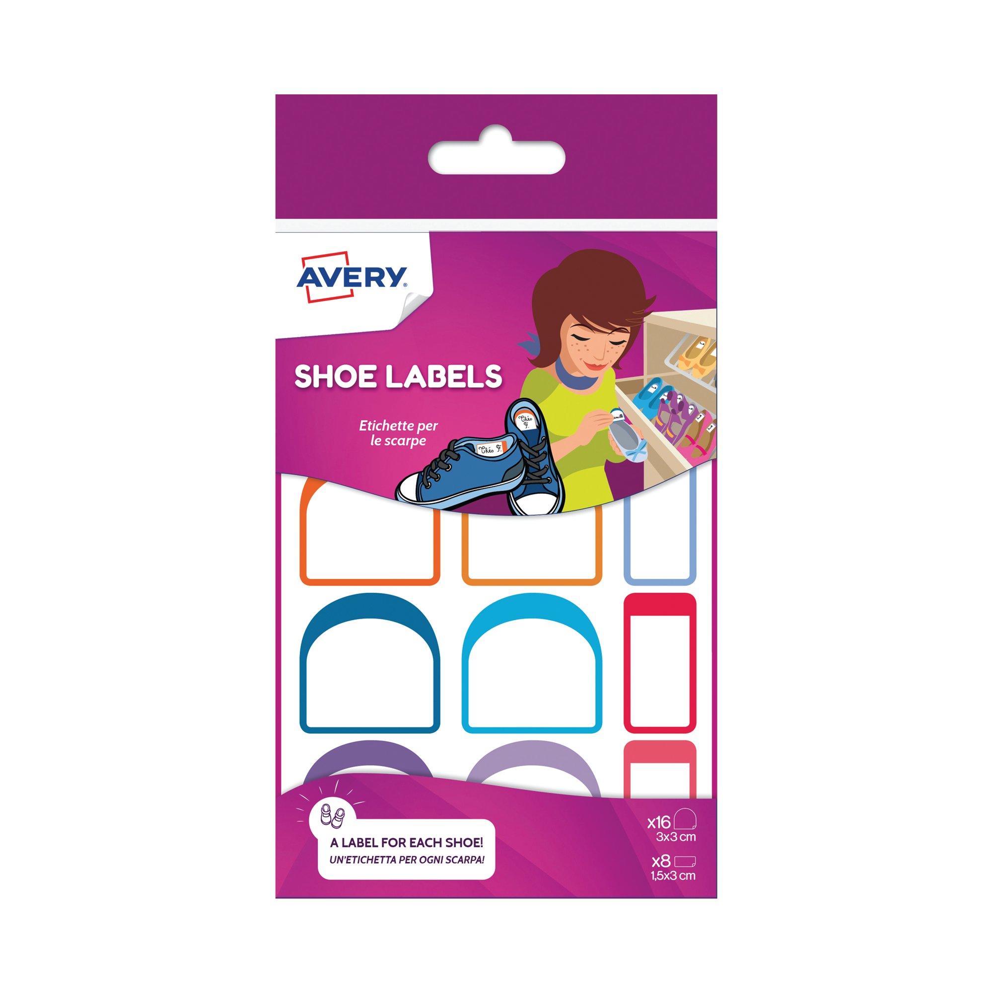 UK SHOE LABEL 30X30/15X30MM WHT PK24