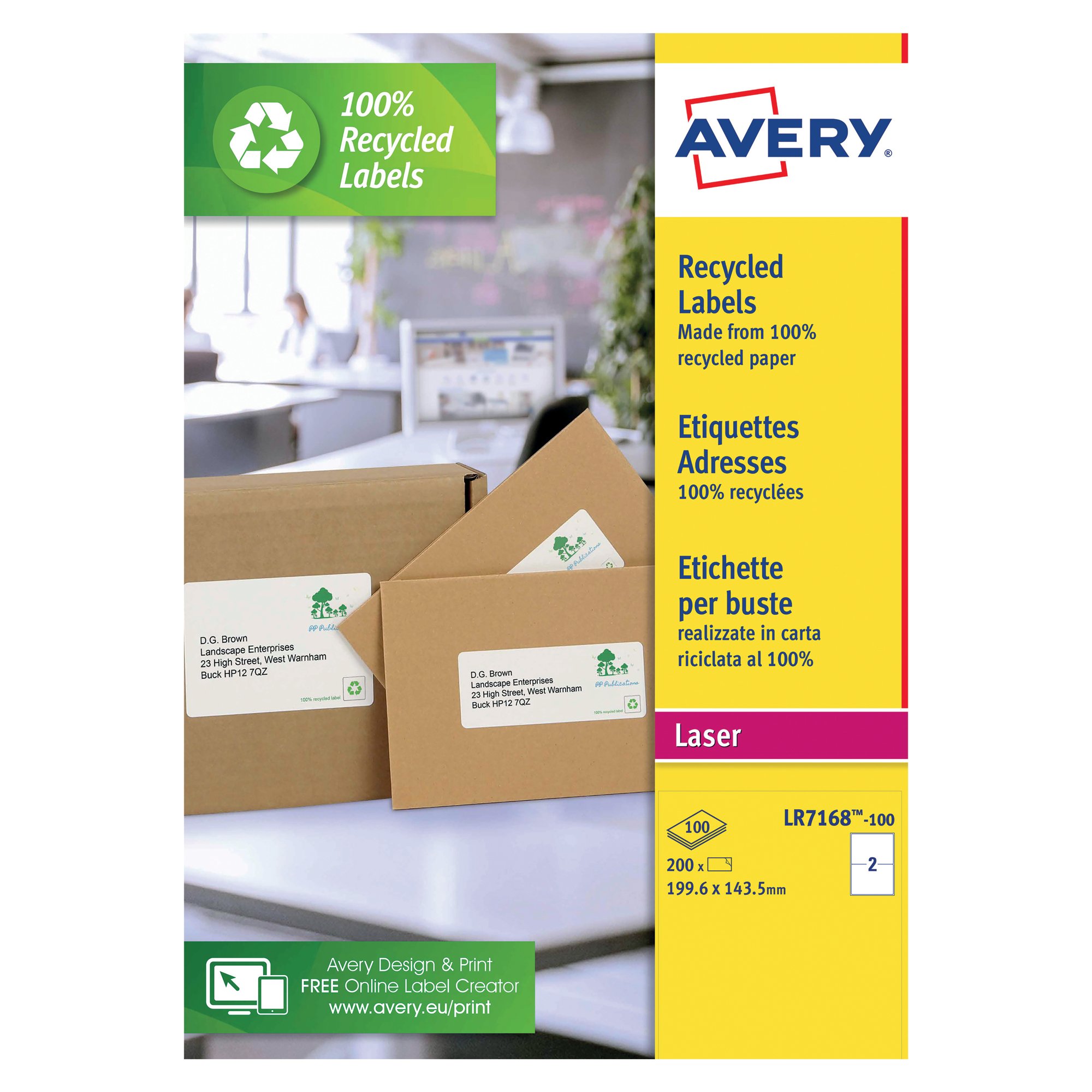 AVERY SHIP LSR LBL 199.6X143.5 PK100