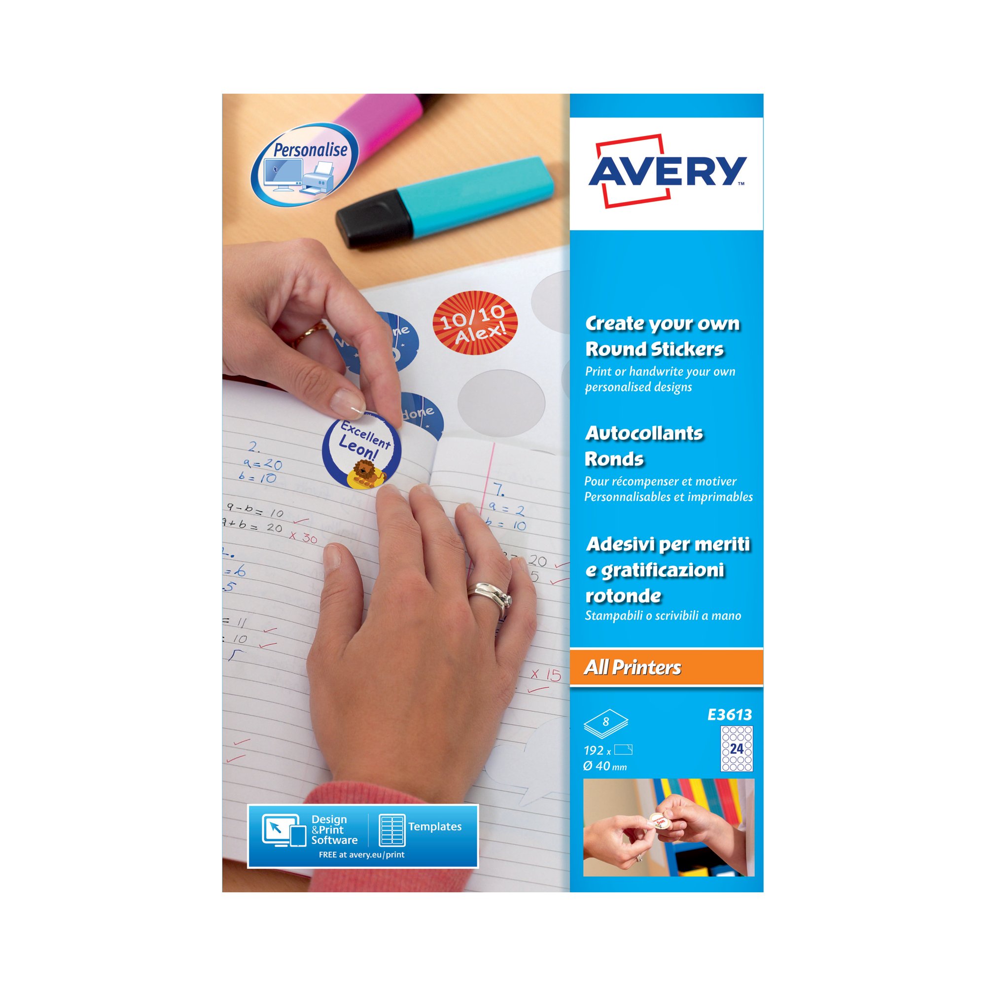 AVERY CREATE YOUR OWN RND STICKR PK8