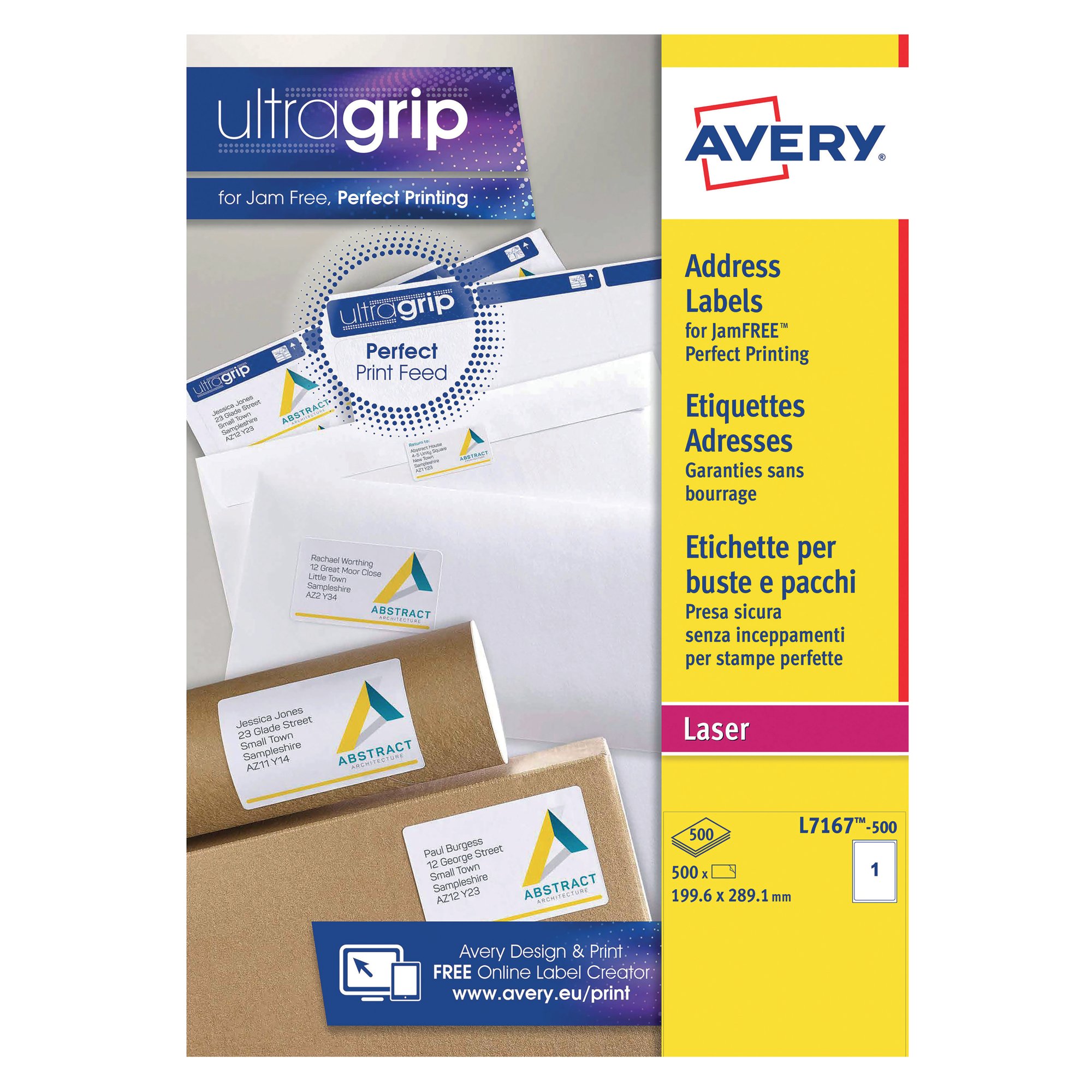 AVERY LSR ADDR LBL 1TV PK500 WHT