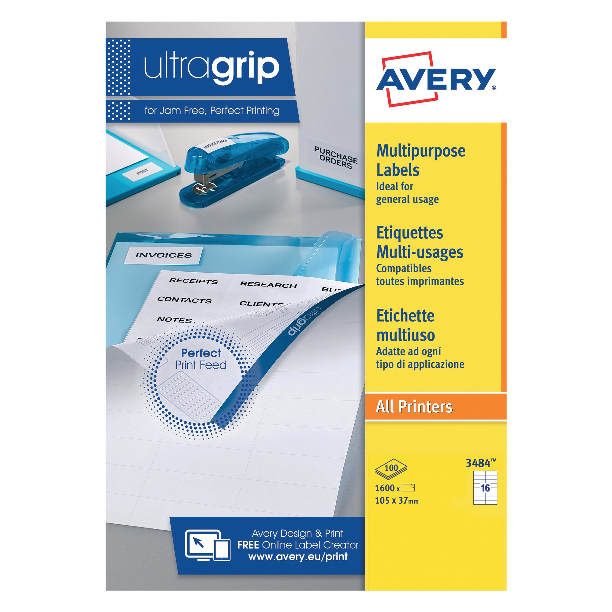 AVERY ULTRAGRIP MLBL 105X37MM PK1600