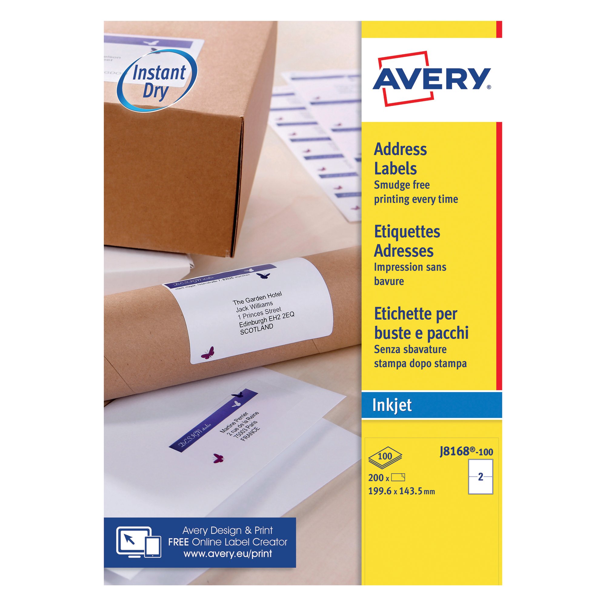 AVERY INKJET ADDRESS LABELS 2 SHEET