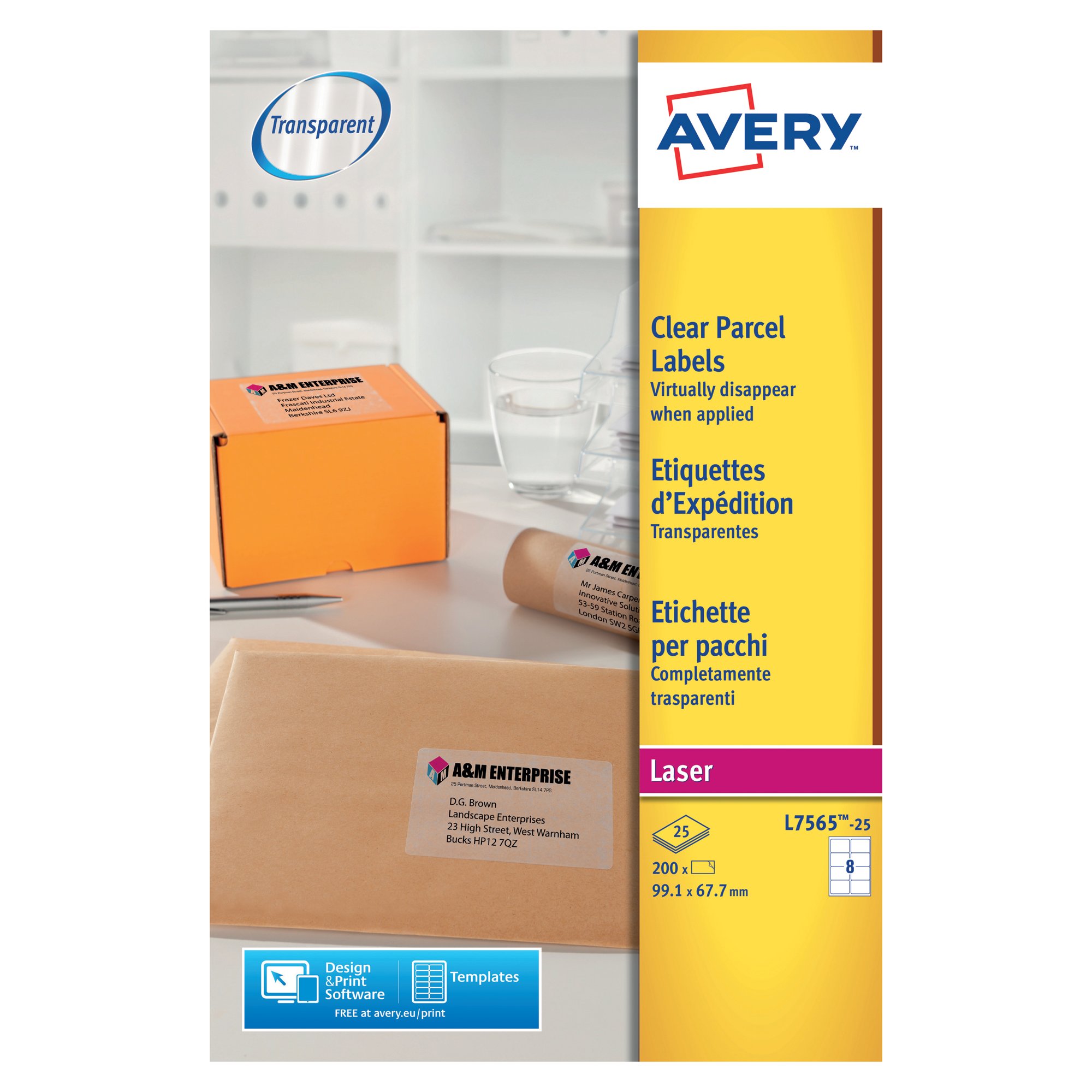 AVERY CLR LSR LBLS 8 PER SHT PK25