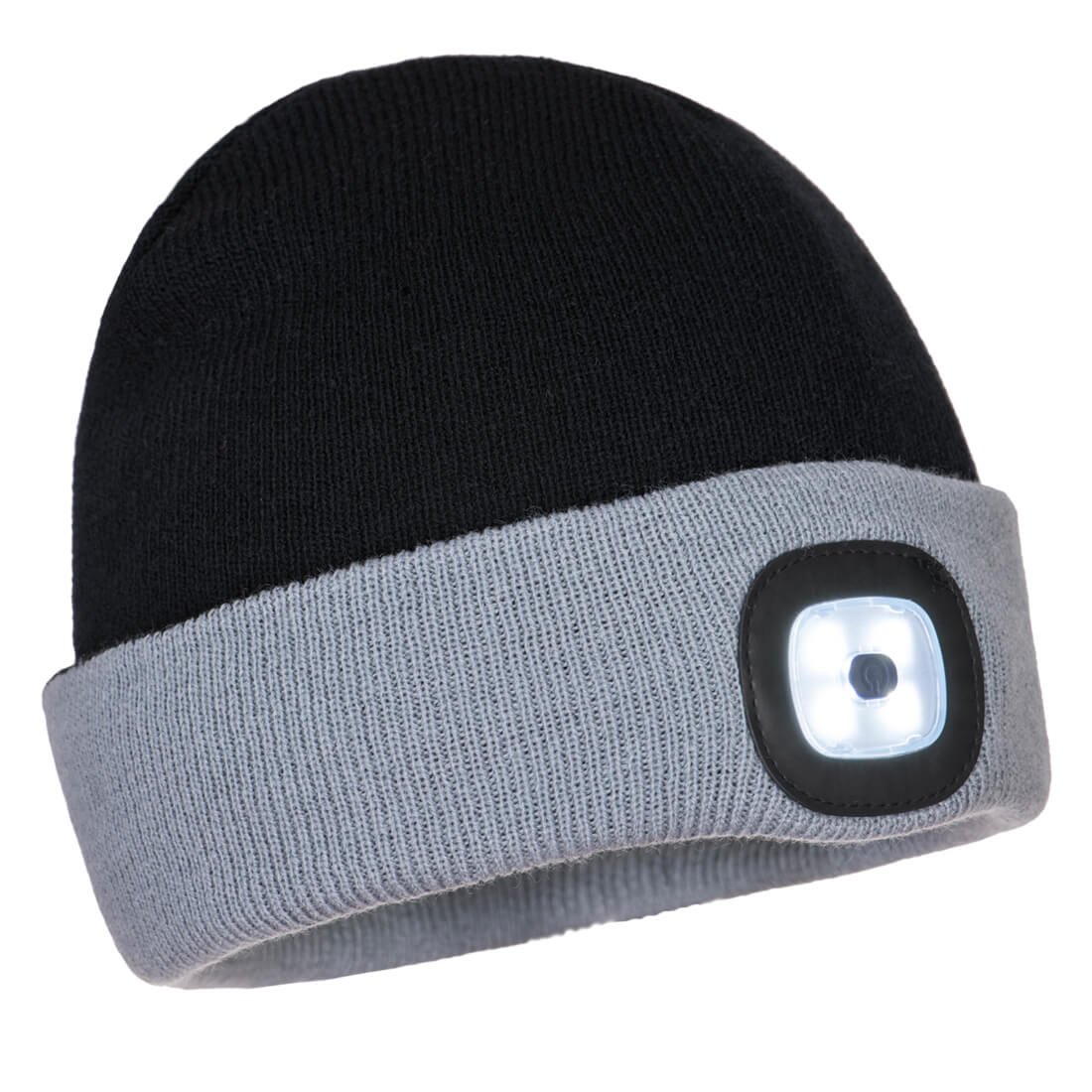 TWO TONE LED RCHB BEANIE BK/GRY PK12