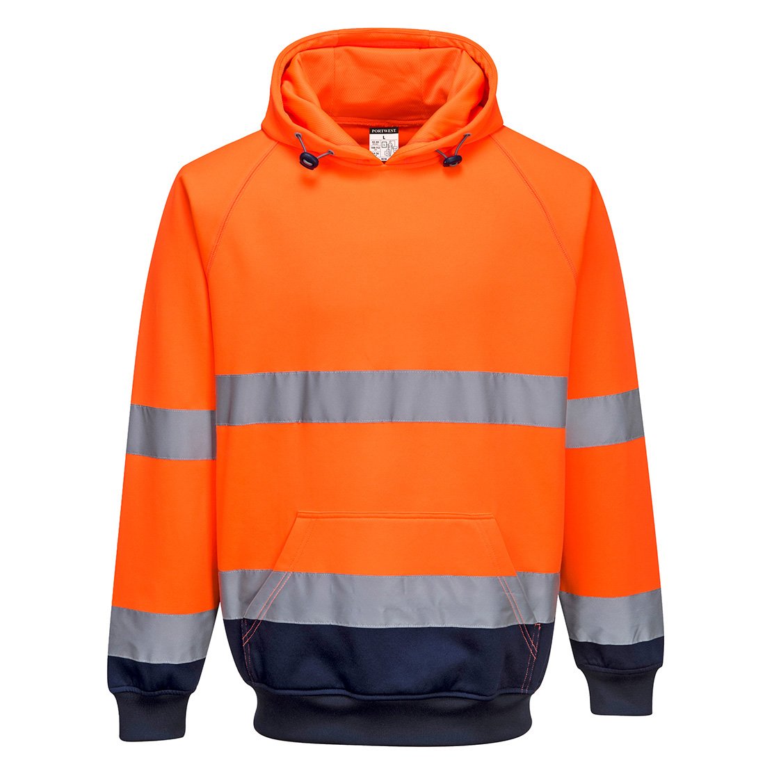HI-VIS CONTRAST HOODIE ORG/NAVY L