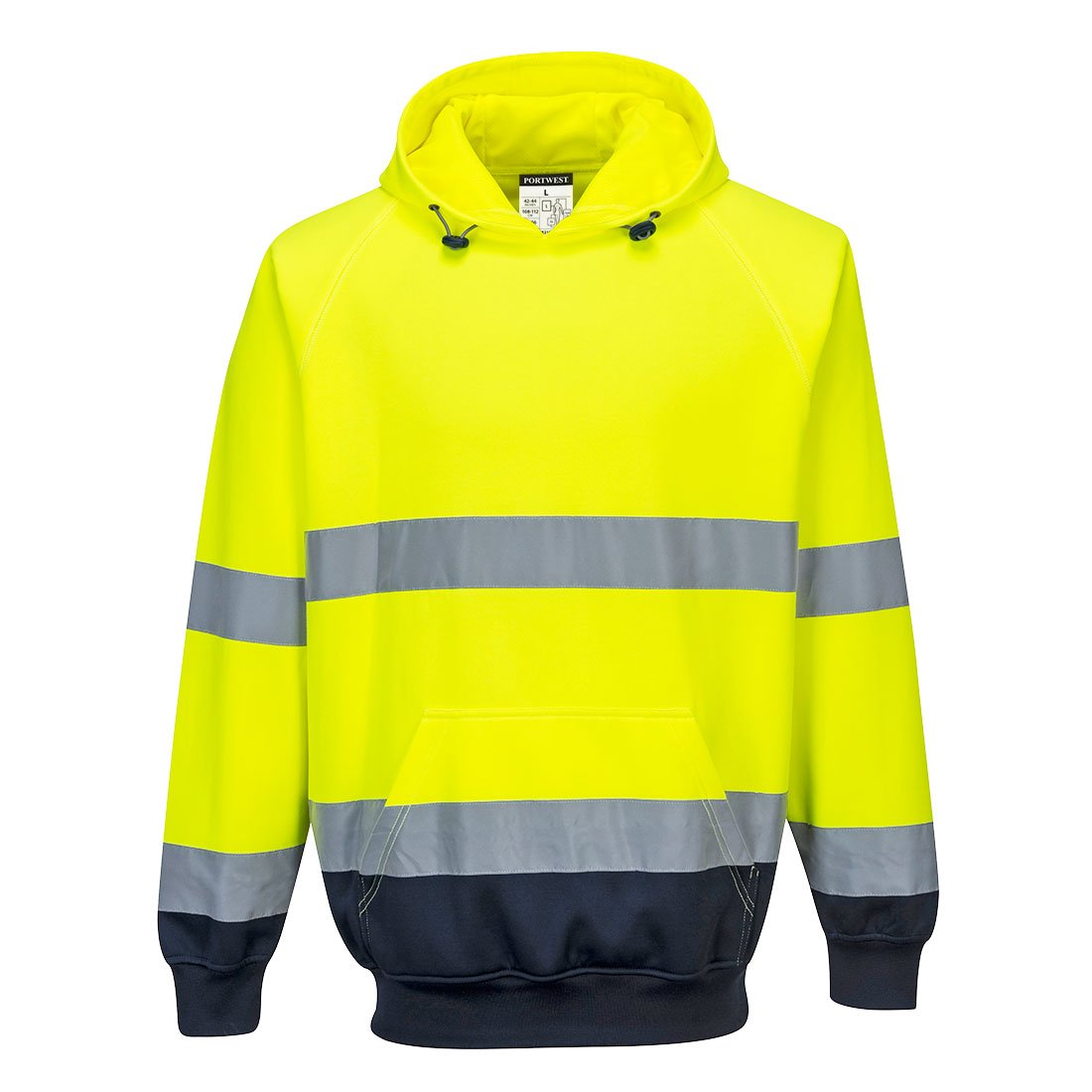 HI-VIS CONTRAST HOODIE YLW/NAVY L