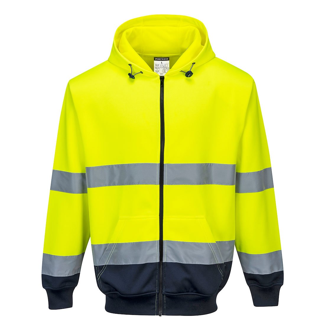 HI-VIS CONT ZIPPED HOODIE YLW/NAVY L