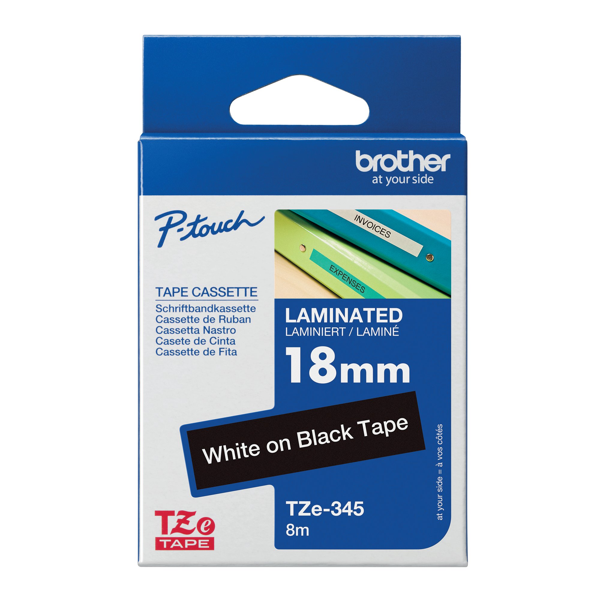 BROTHER TZE TPE 18MMX8M WHT/BLK TPE
