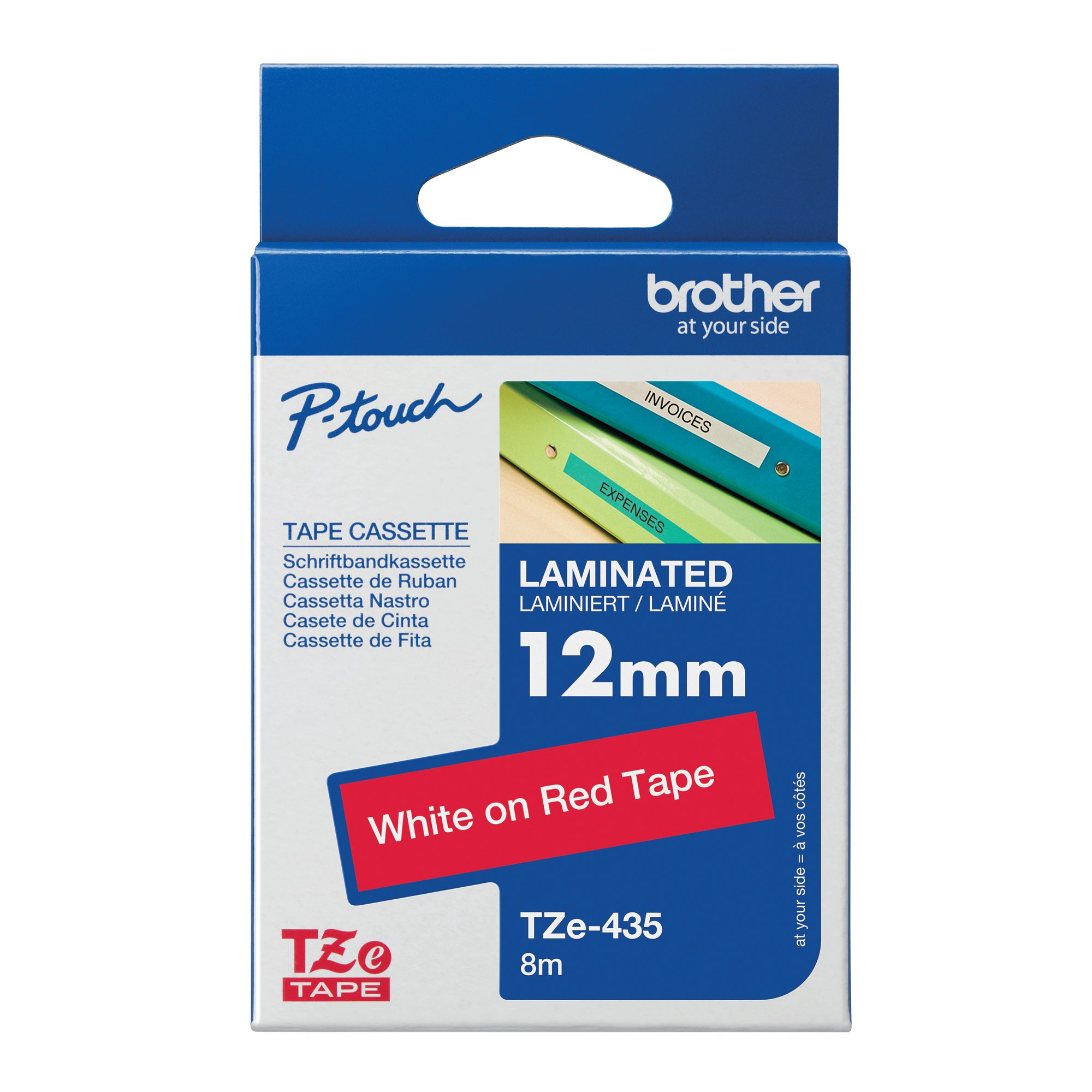 BROTHER TZE TPE 12MMX8M WHT/RED TPE