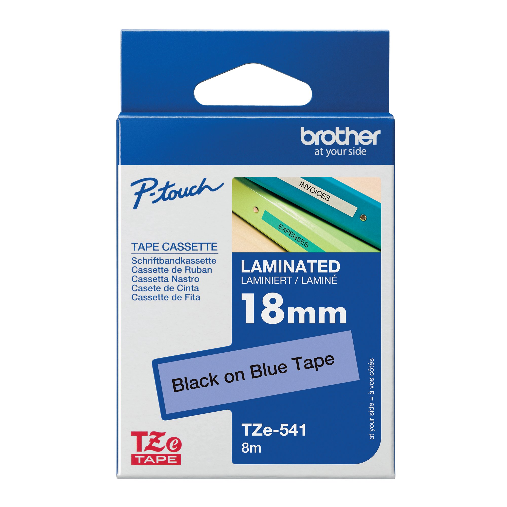 BROTHER TZE TPE 18MMX8M BLK/BLUE TPE