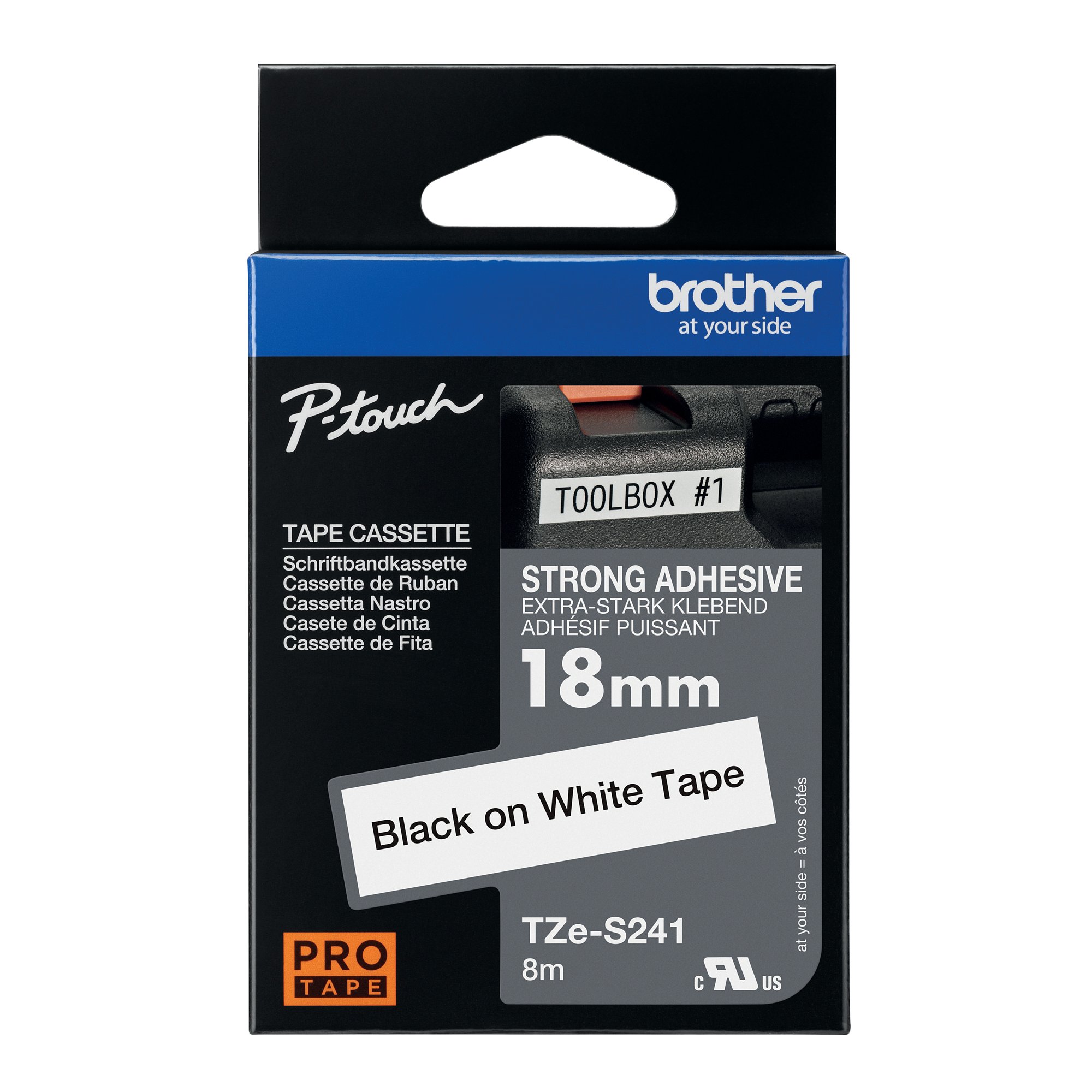BROTHER TZE TPE 18MMX8M BLK/WHT TPE