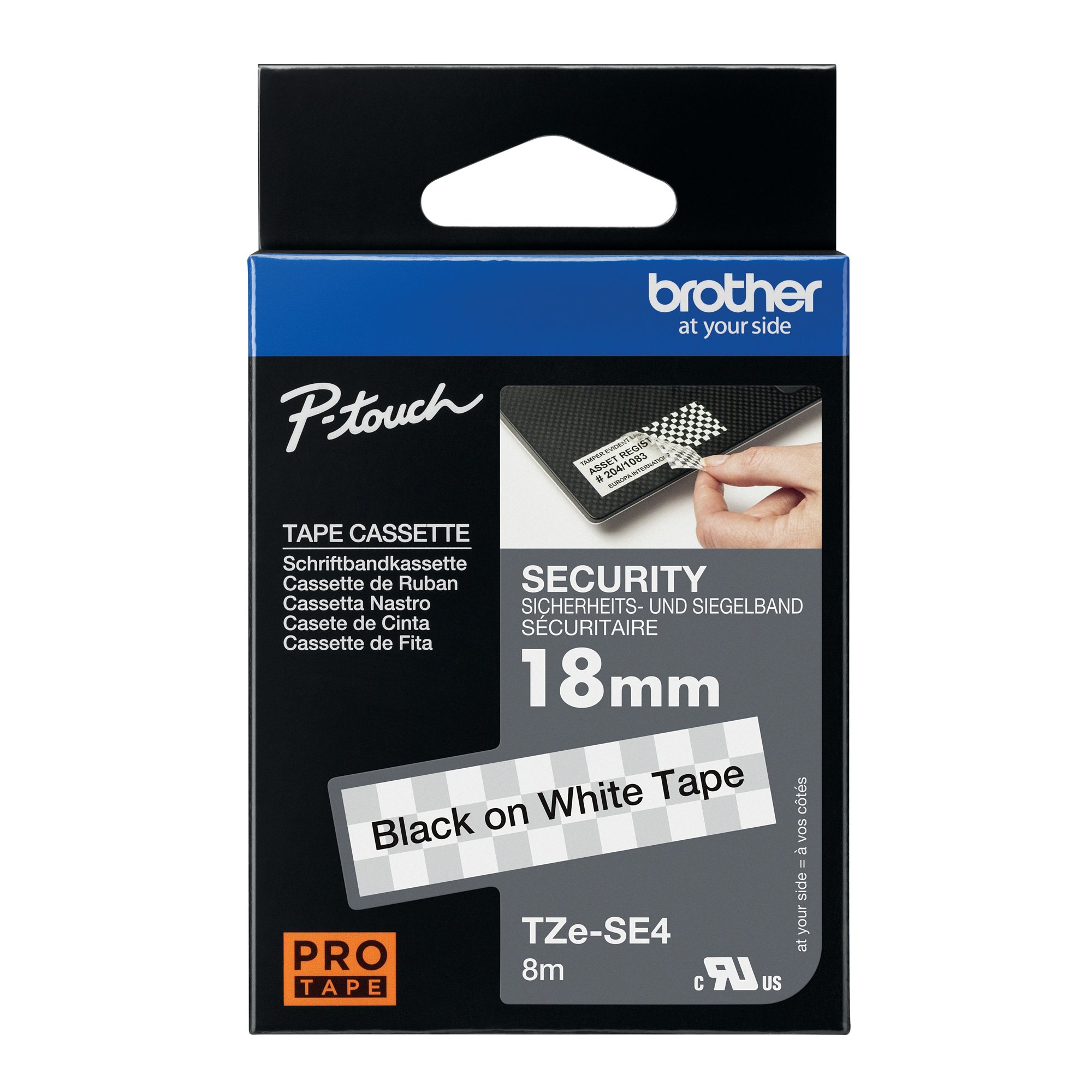 BROTHER TZE SEC TPE 18MM BLK/WHT