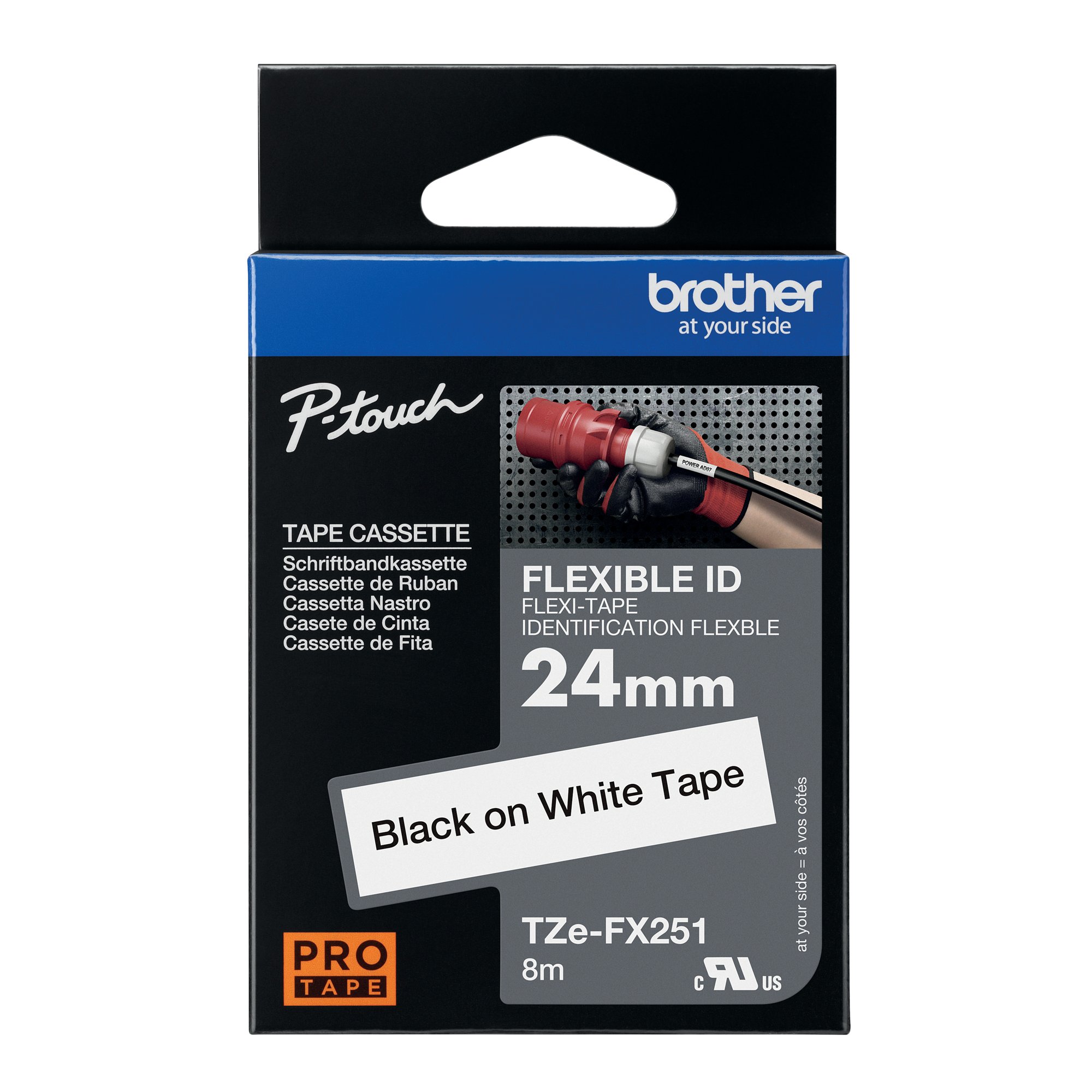 BROTHER TZE TPE 24MMX8M BLK/WHT