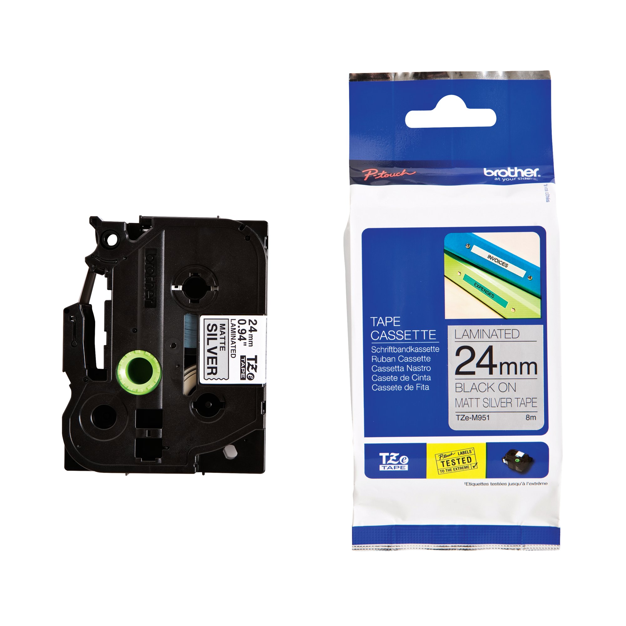BROTHER TZE TPE 24MMX8M BLK/SLV TPE