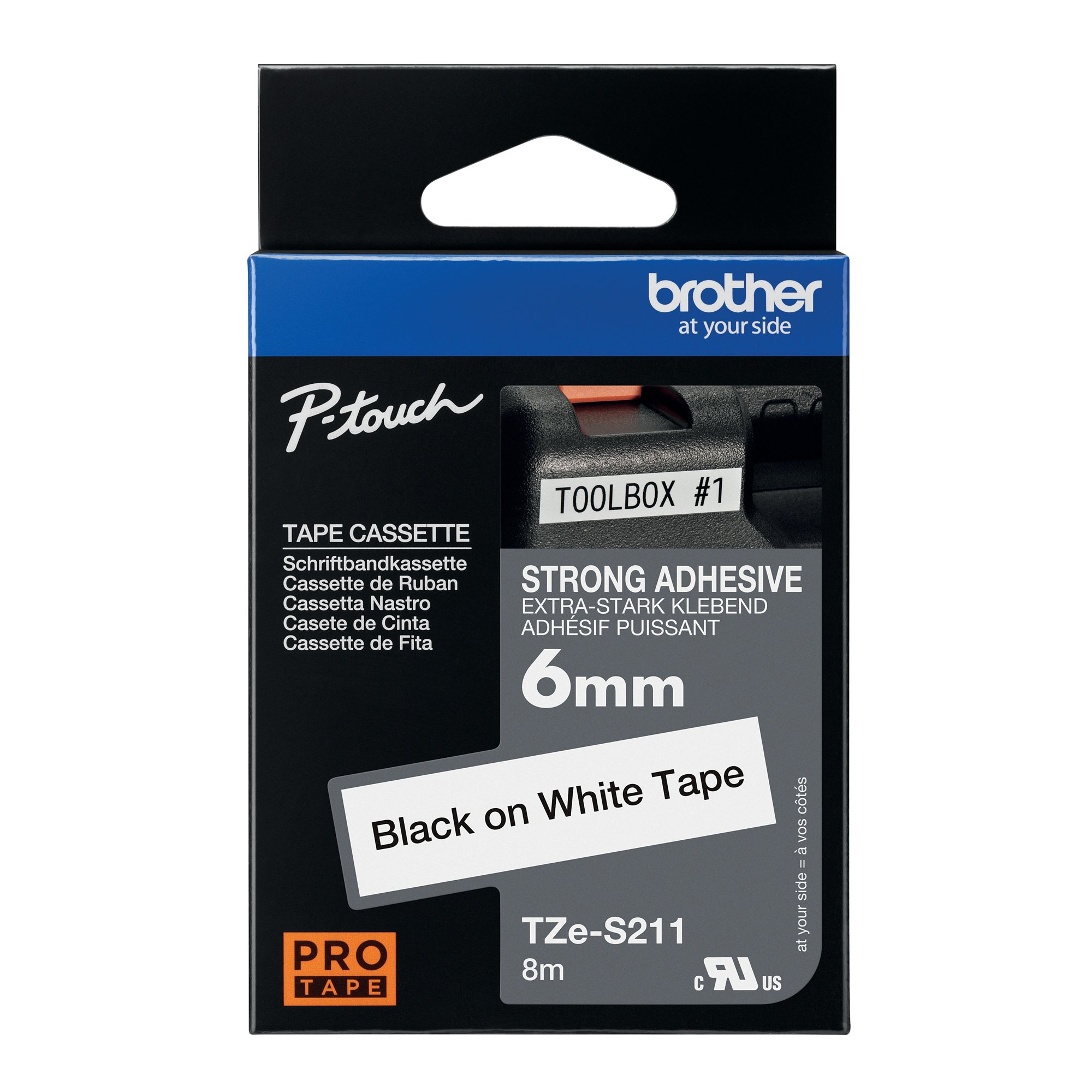 BROTHER TZE TPE 6MMX8M BLK/WHT TPE
