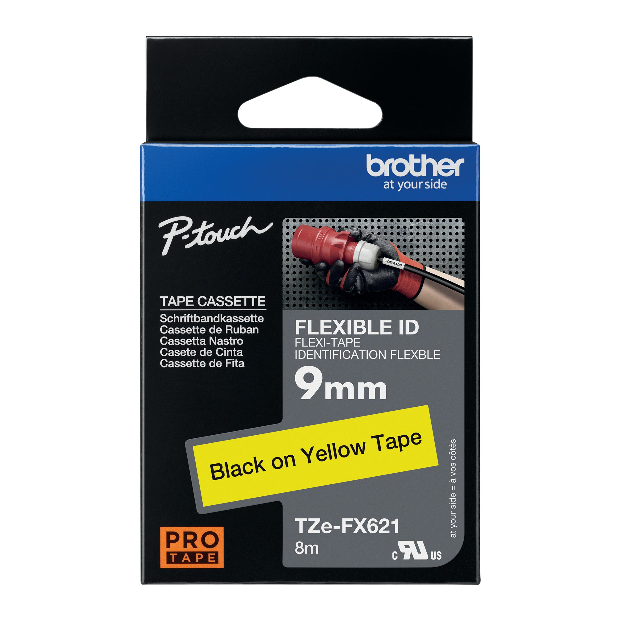 BROTHER TZE TPE 9MMX8M BLK/YLW