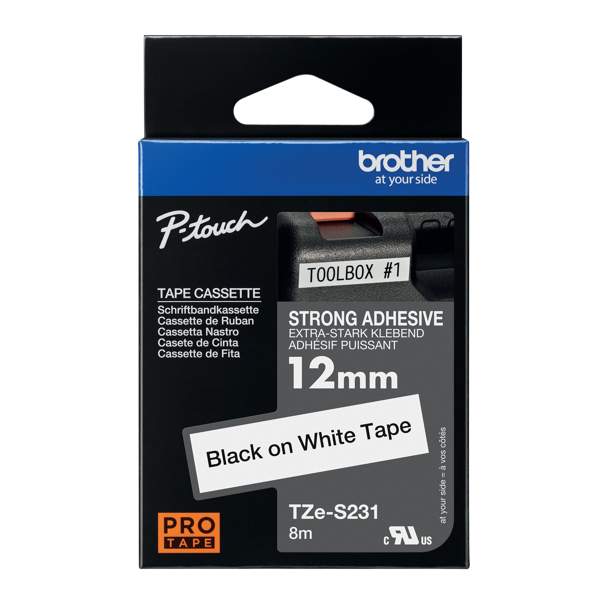 BROTHER TZE TPE 12MMX8M BLK/WHT TPE