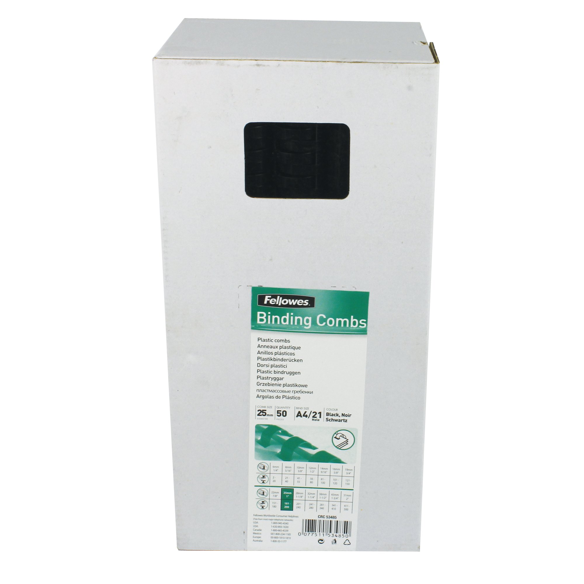 FELLOWES A4 BNDG COMBS 25MM BLK PK50