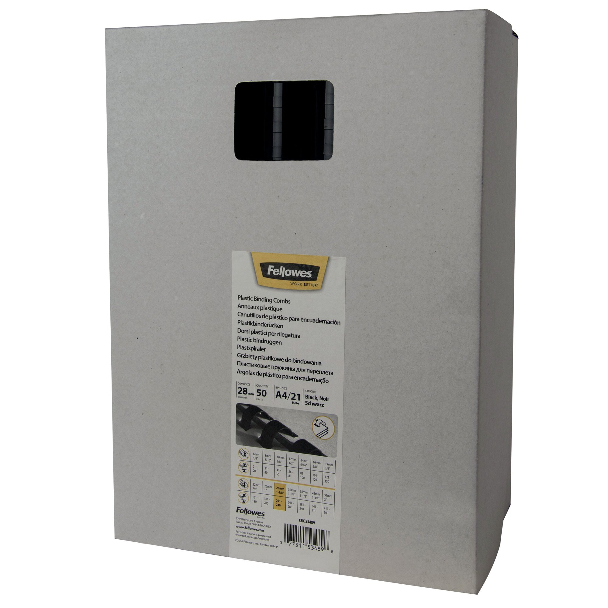 FELLOWES A4 BNDG COMBS 28MM BLK PK50