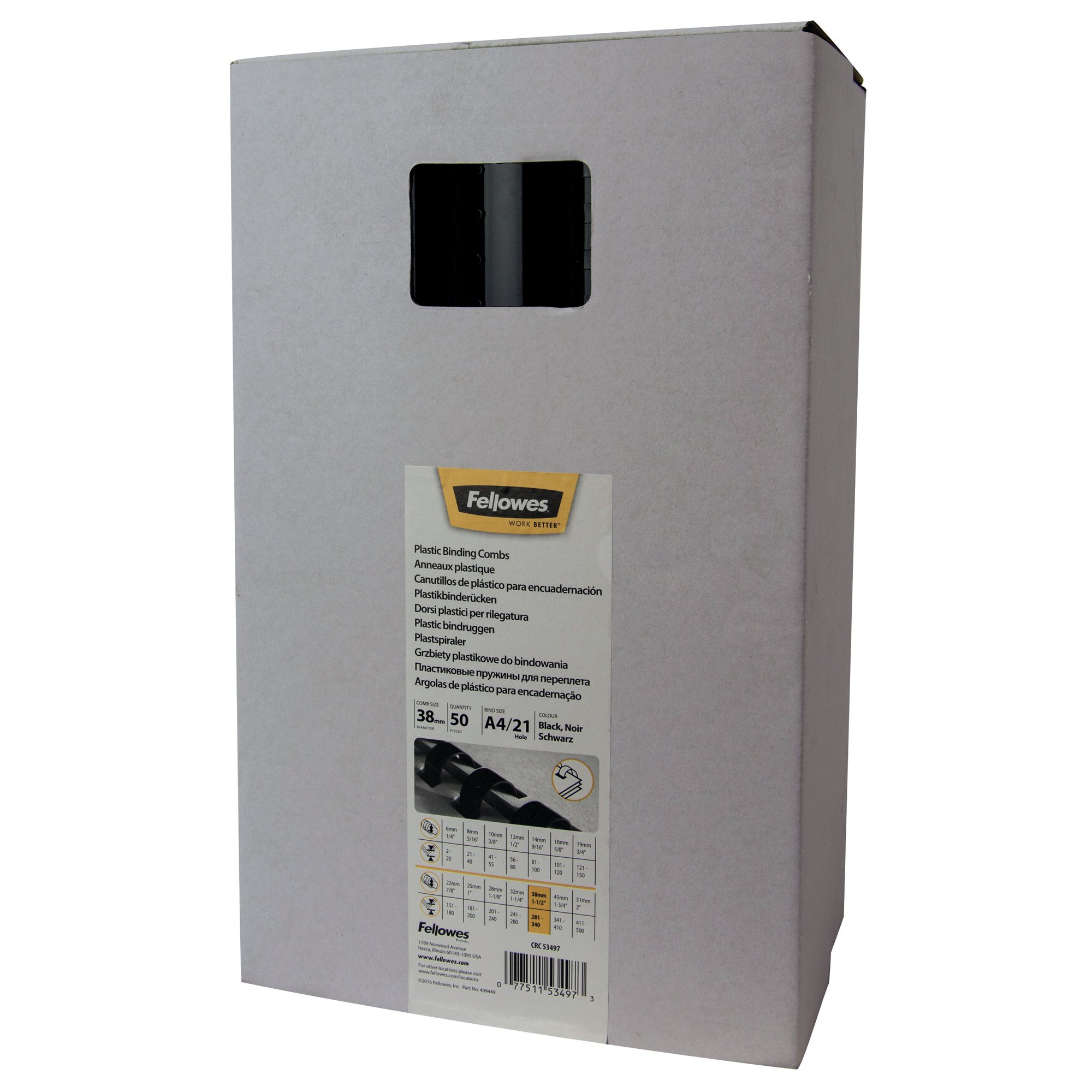 FELLOWES A4 BNDG COMBS 38MM BLK PK50