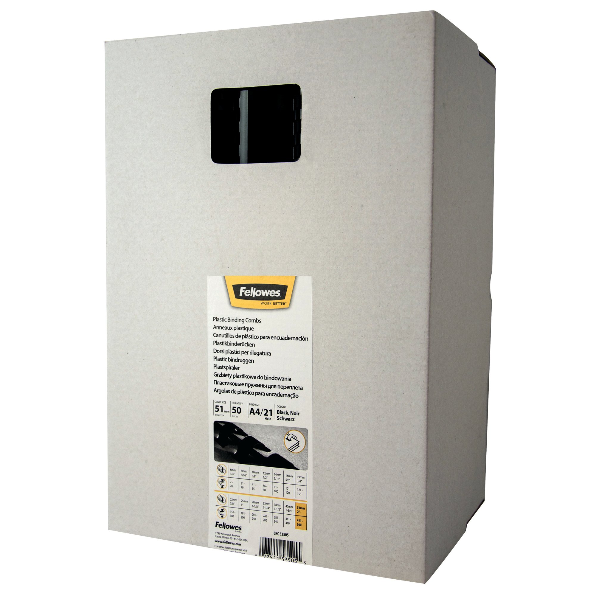 FELLOWES A4 BNDG COMBS 51MM BLK PK50