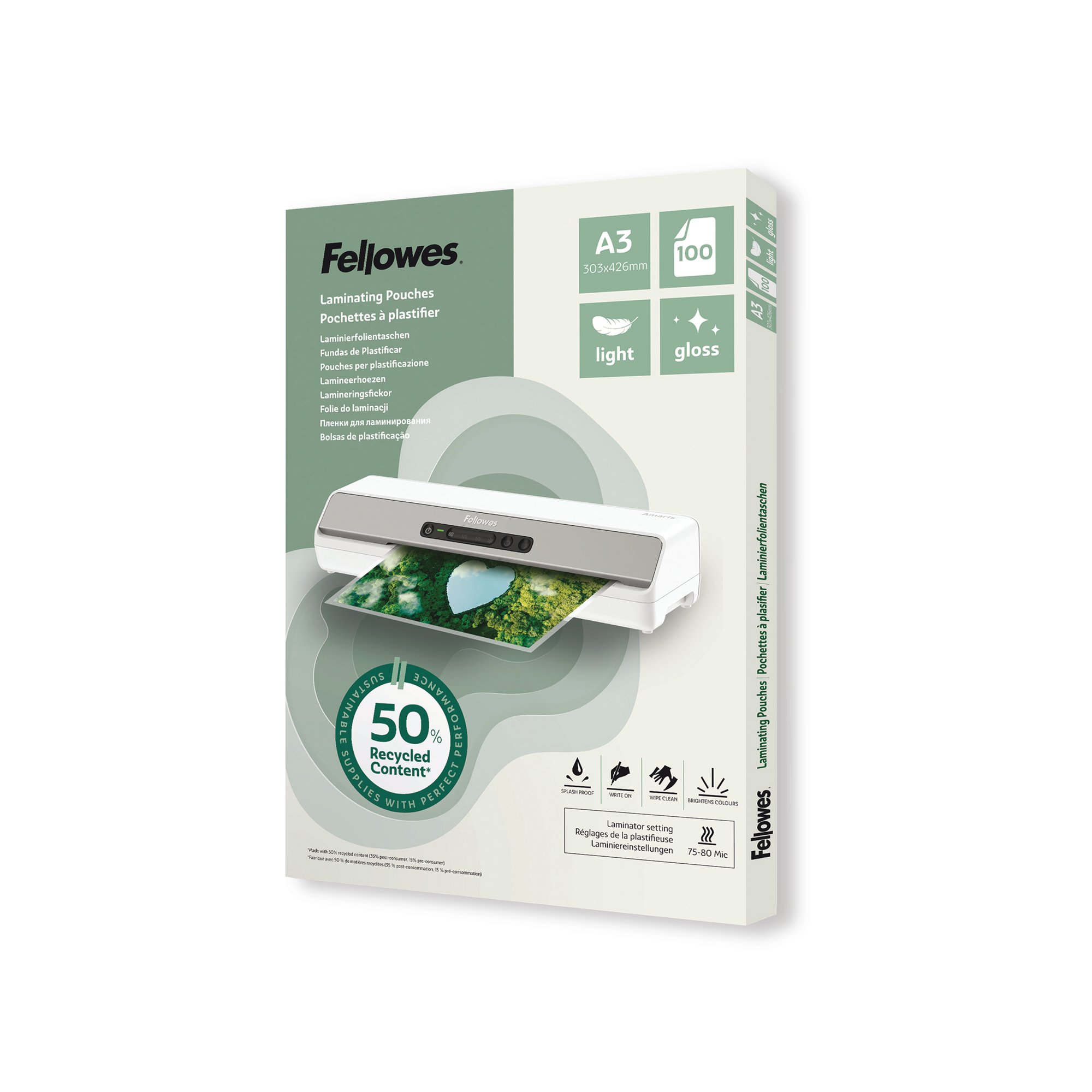 RCYC LAMG POUCH 80MI A3 GLOSS PK100