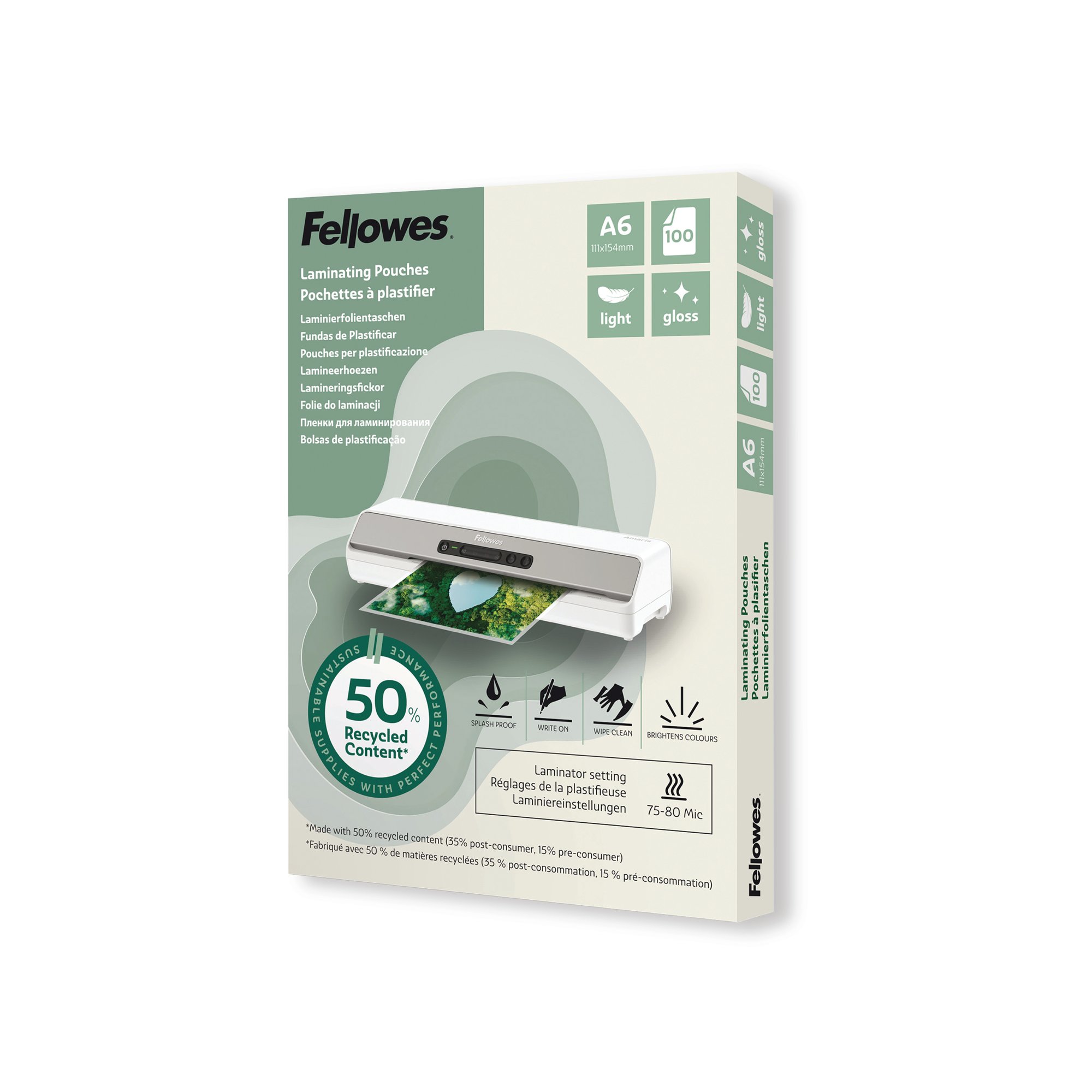 RCYC LAMG POUCH 80MI A6 GLOSS PK100