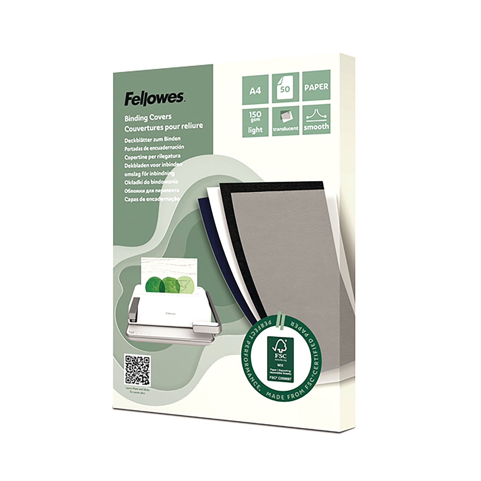 FELLOWES A4 CVR TRANS 150GSM P50