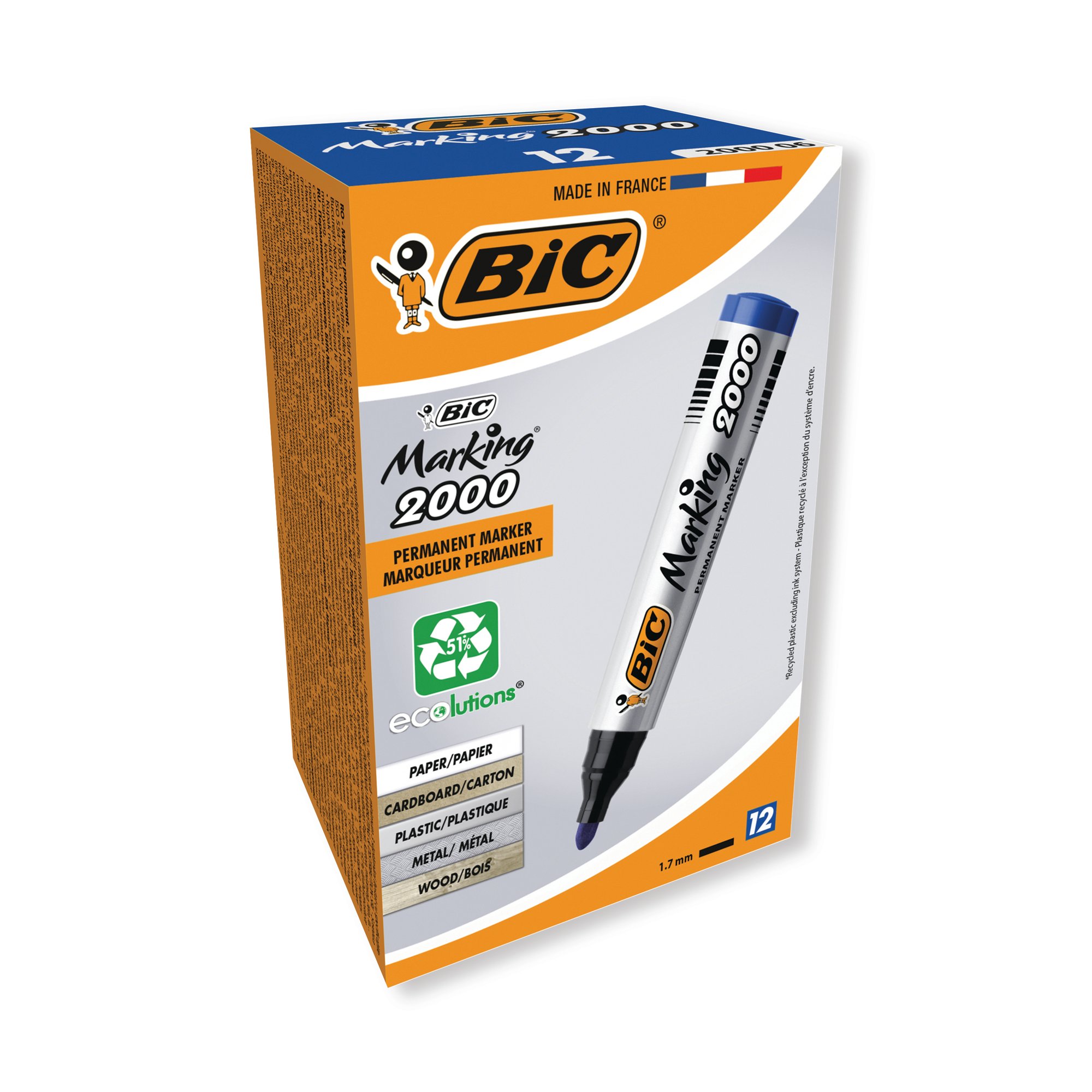 BIC 2000 MARKER BULLET TIP BLUE PK12