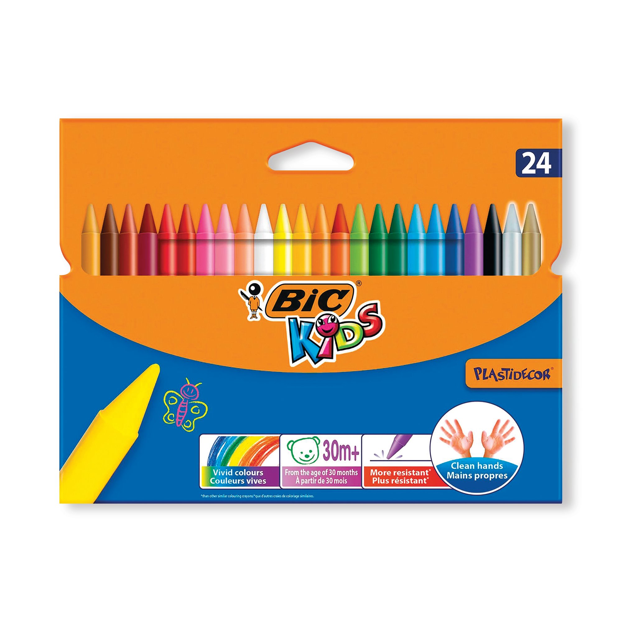 BIC PLASTIDECOR CRAYONS AST PK24