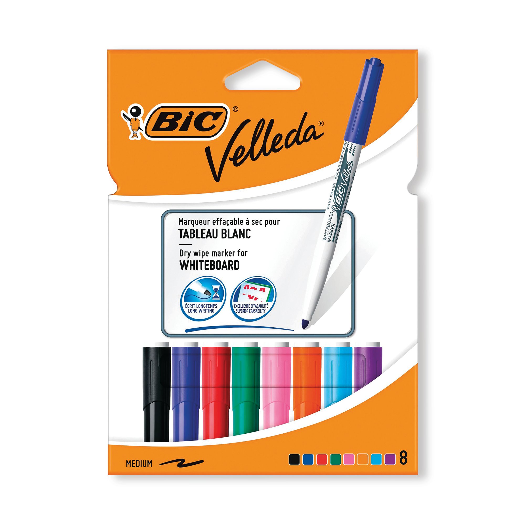 BIC VELLEDA 1741 DRYWIPE MKR AST PK8