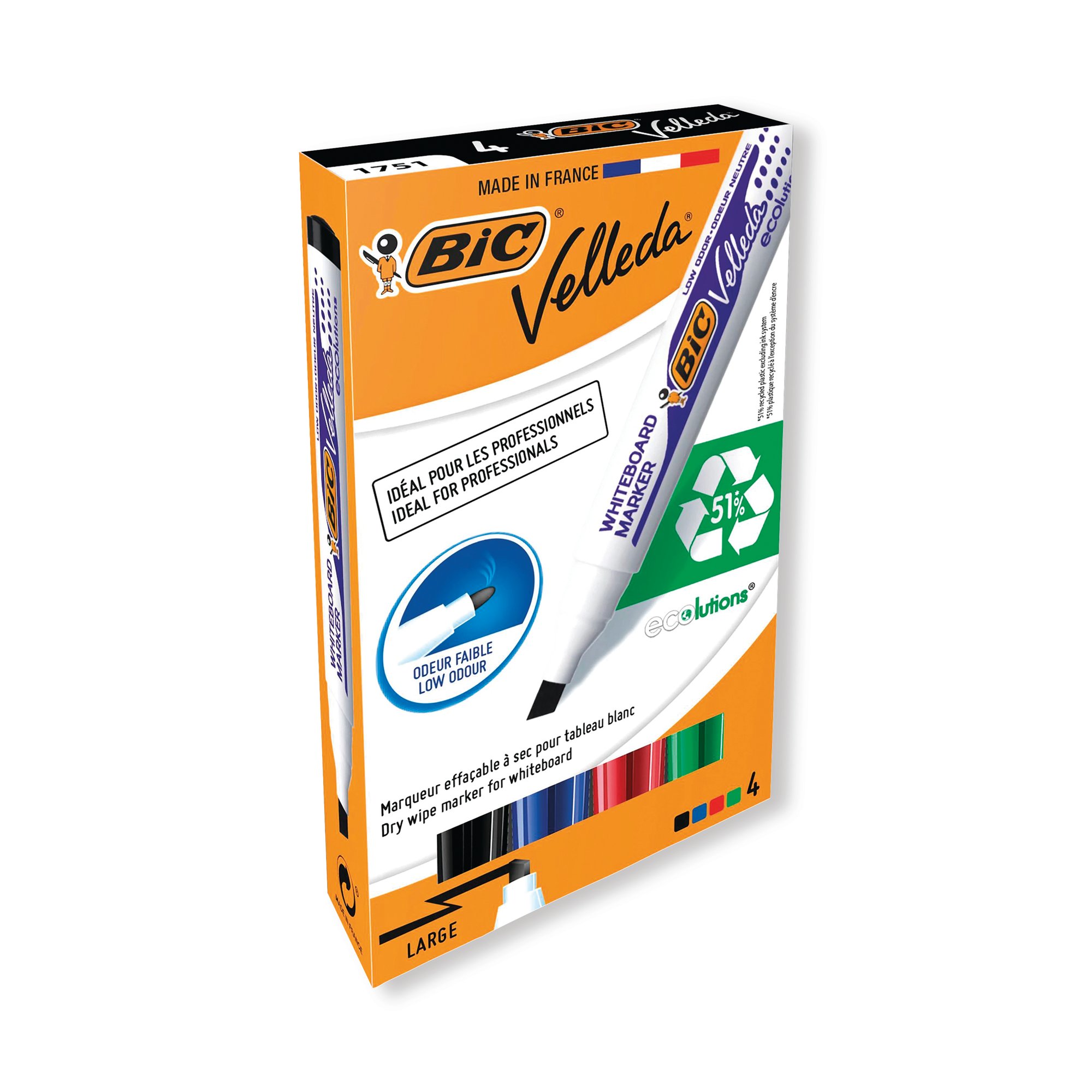 BIC VELLEDA 1751 MARKERS AST PK4