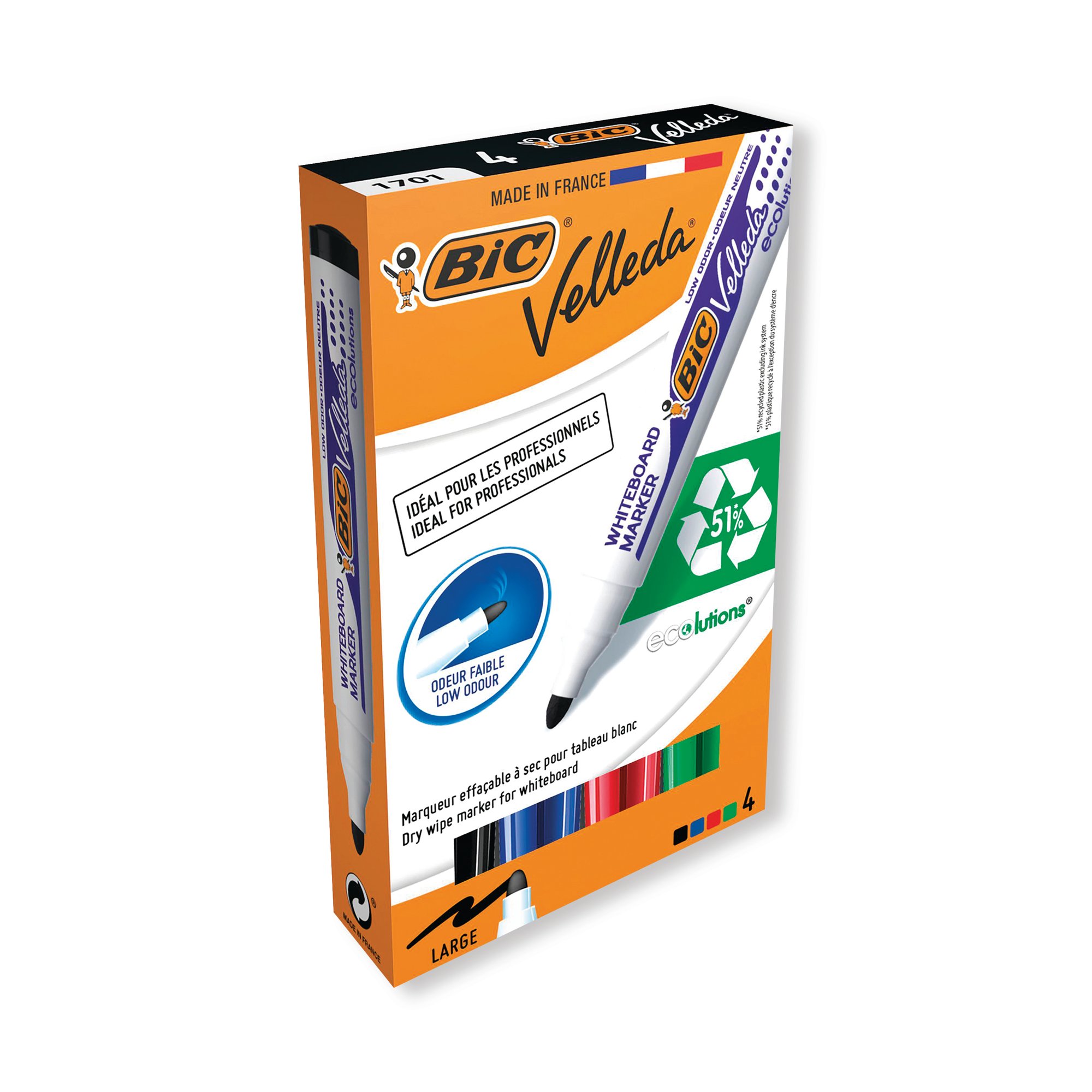BIC VELLEDA 1701 MARKERS AST PK4