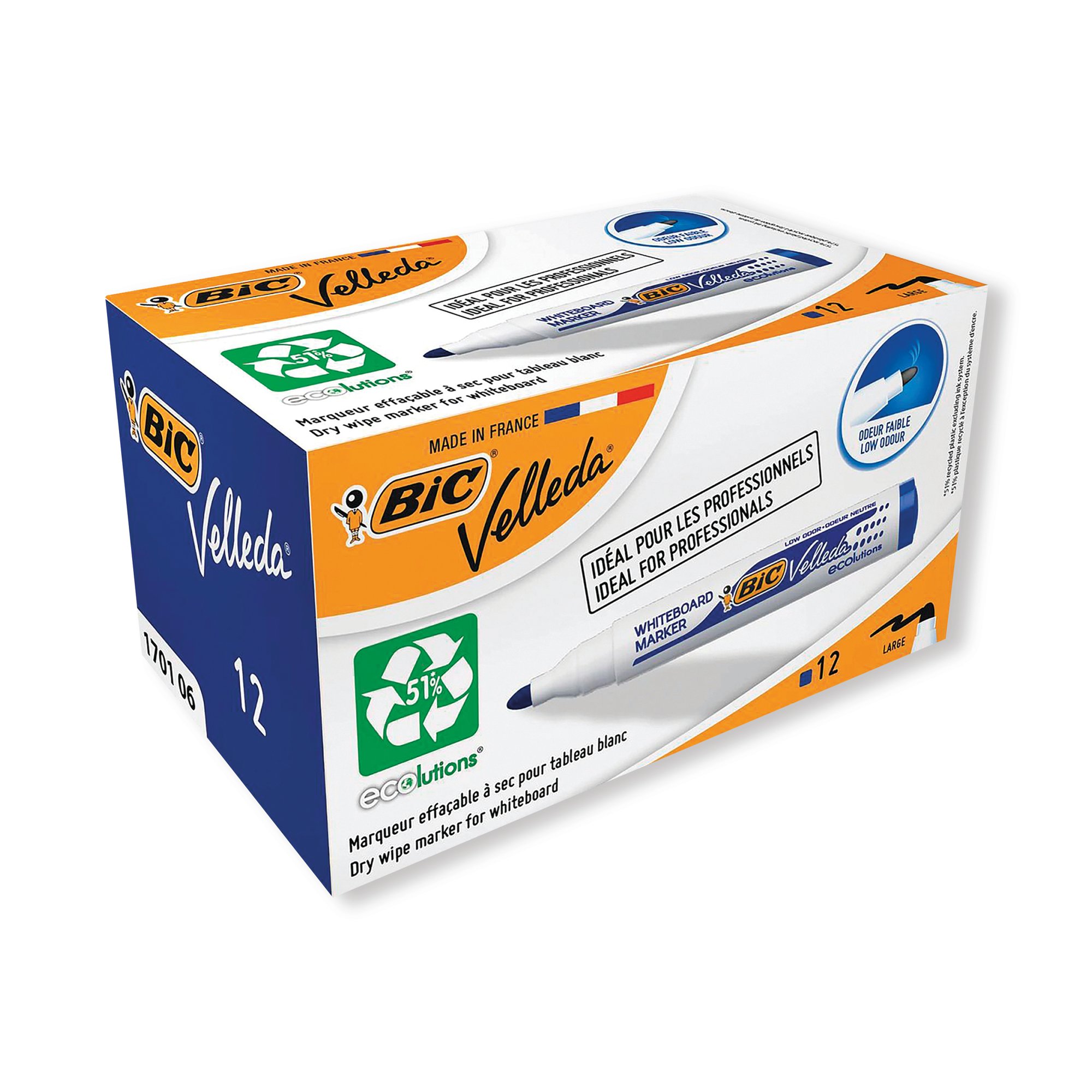 BIC VELLEDA 1701 MARKERS BLUE PK12
